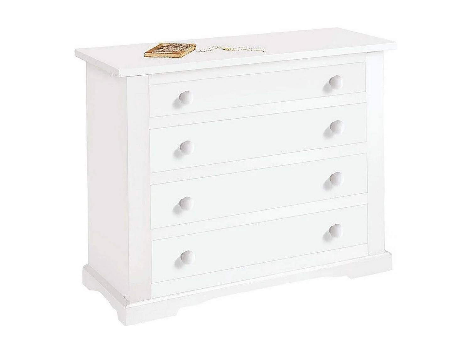 MilaniHome.it - Comò In Legno Massello 115x50x90di coloreBianco