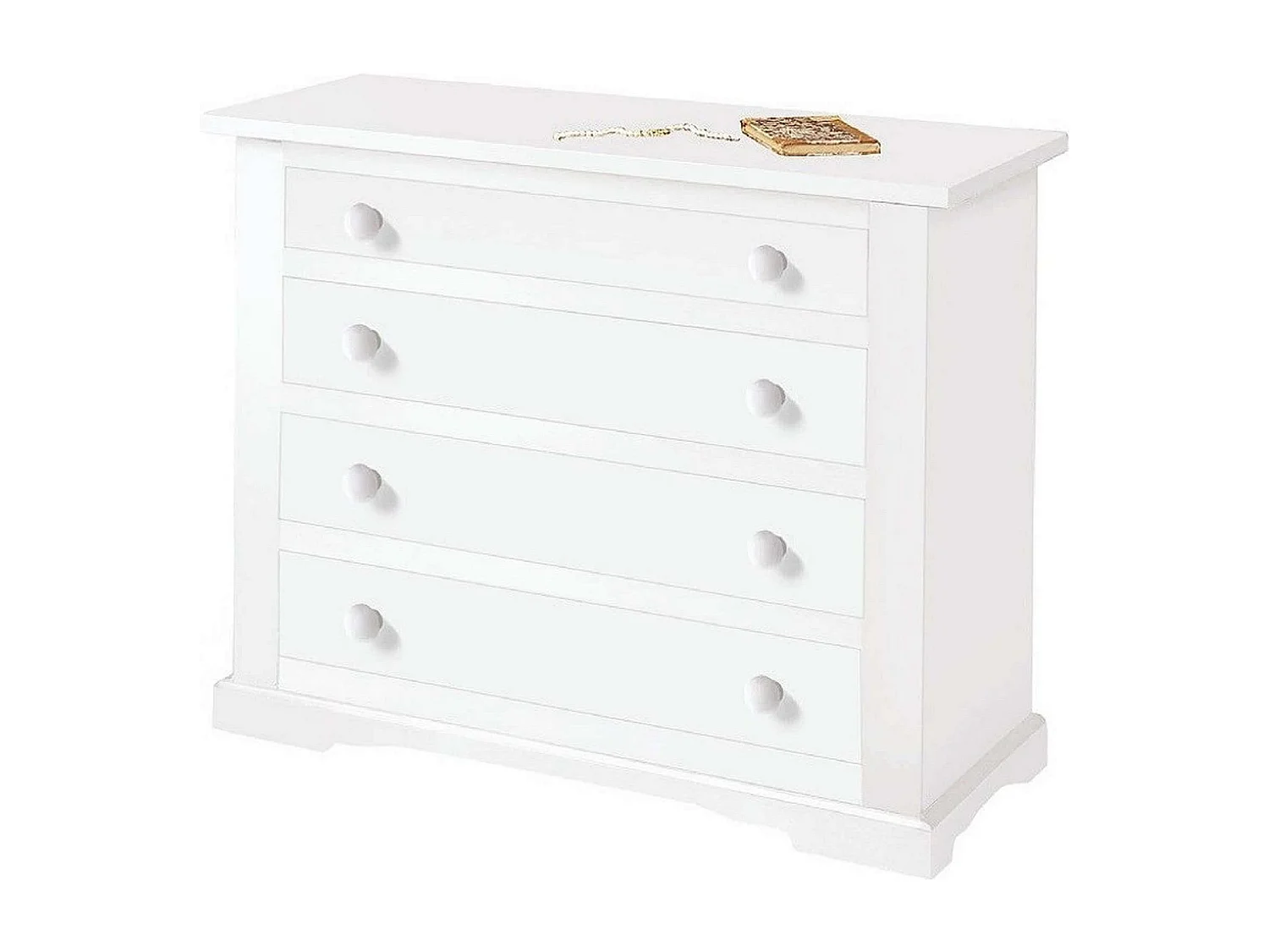 MilaniHome.it - Comò In Legno Massello 115x50x90di coloreBianco