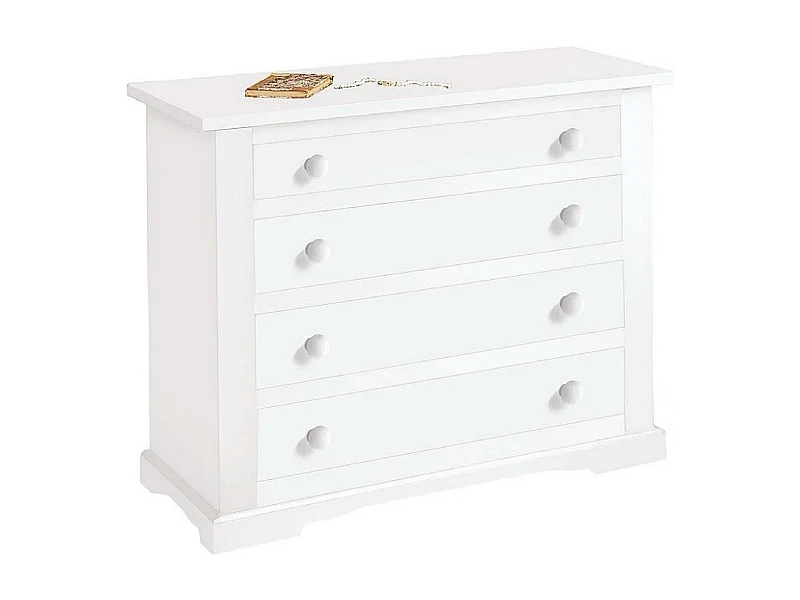 MilaniHome.it - Comò In Legno Massello 115x50x90di coloreBianco