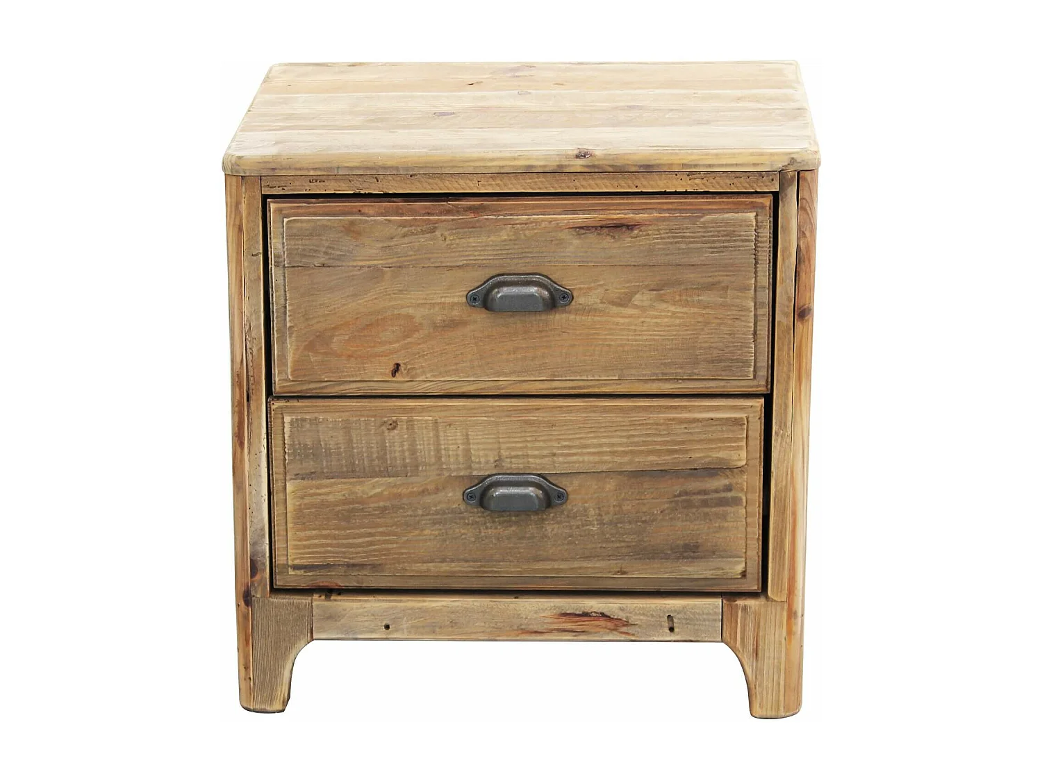 MilaniHome.it - comodino con 2 cassetti in legno di pino riciclato di design moderno in legno invecchiato pezzo unico cm 55x45x55 hdi coloreMarrone