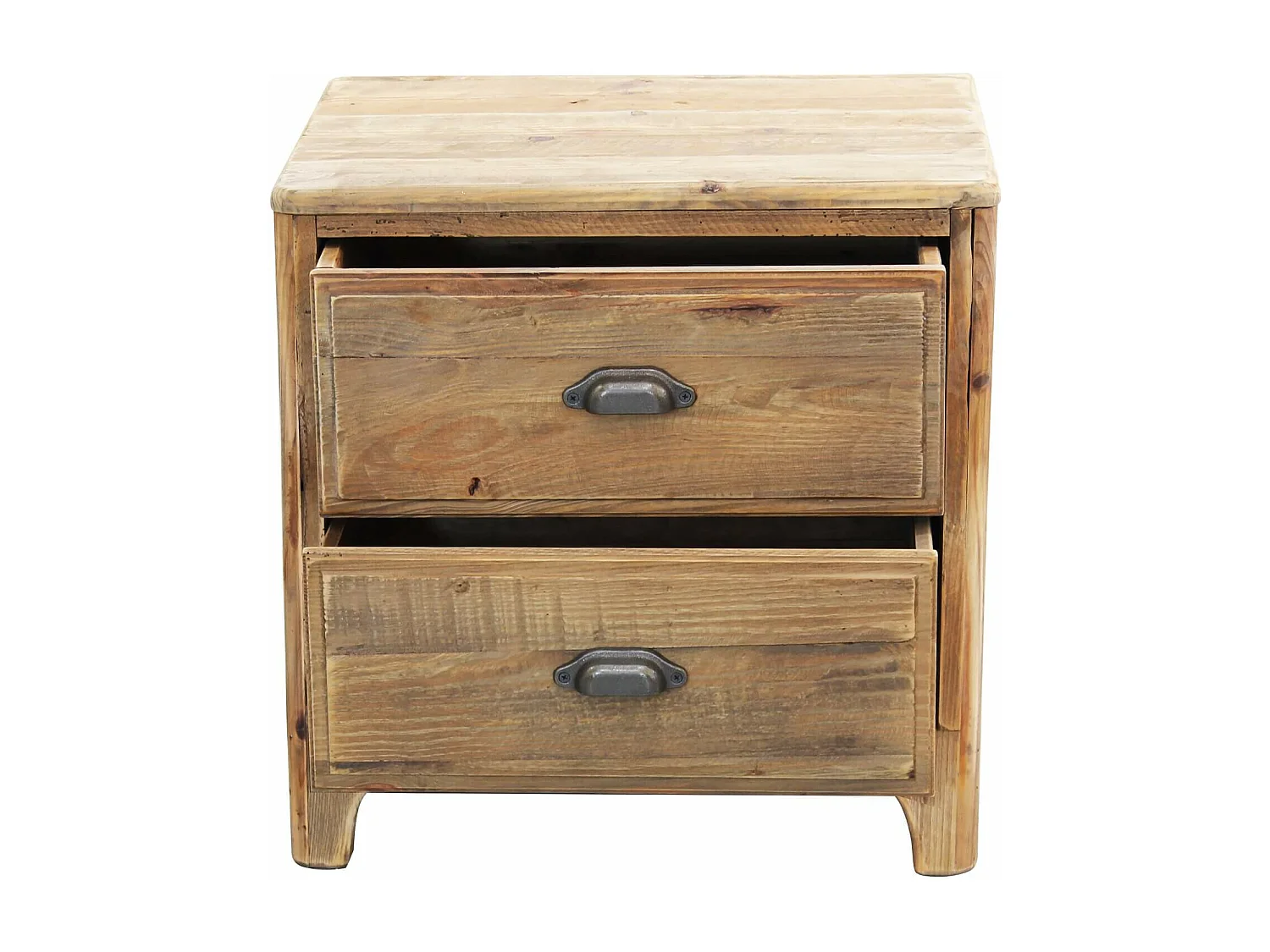 MilaniHome.it - comodino con 2 cassetti in legno di pino riciclato di design moderno in legno invecchiato pezzo unico cm 55x45x55 hdi coloreMarrone