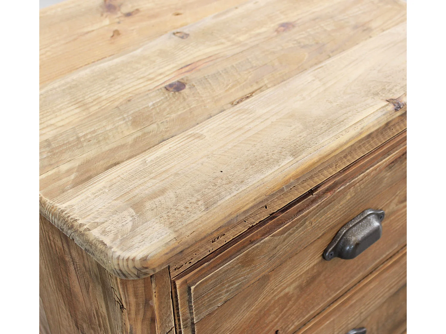 MilaniHome.it - comodino con 2 cassetti in legno di pino riciclato di design moderno in legno invecchiato pezzo unico cm 55x45x55 hdi coloreMarrone