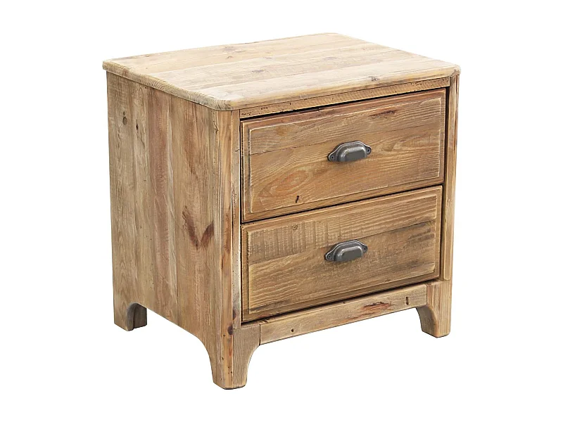 MilaniHome.it - comodino con 2 cassetti in legno di pino riciclato di design moderno in legno invecchiato pezzo unico cm 55x45x55 hdi coloreMarrone