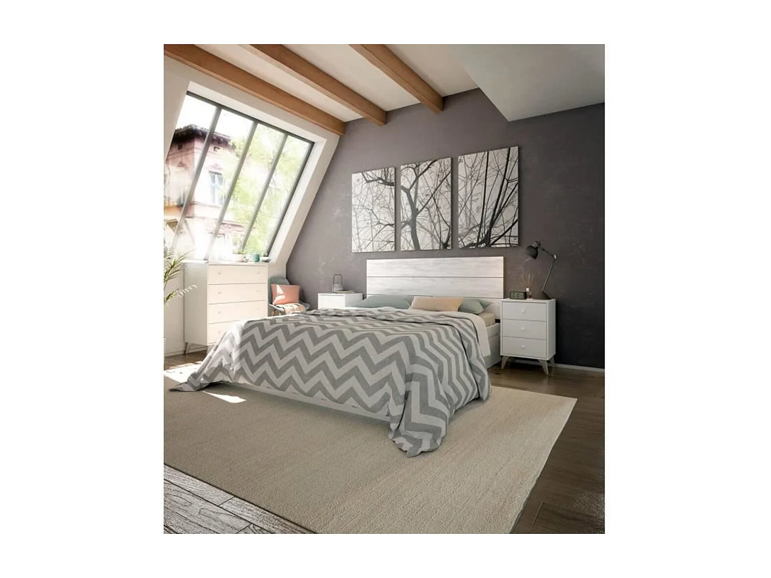 Commode avec 4 tiroirs couleur blanc artic - Longueur 77,5 x Hauteur 95 x Profondeur 40 cm