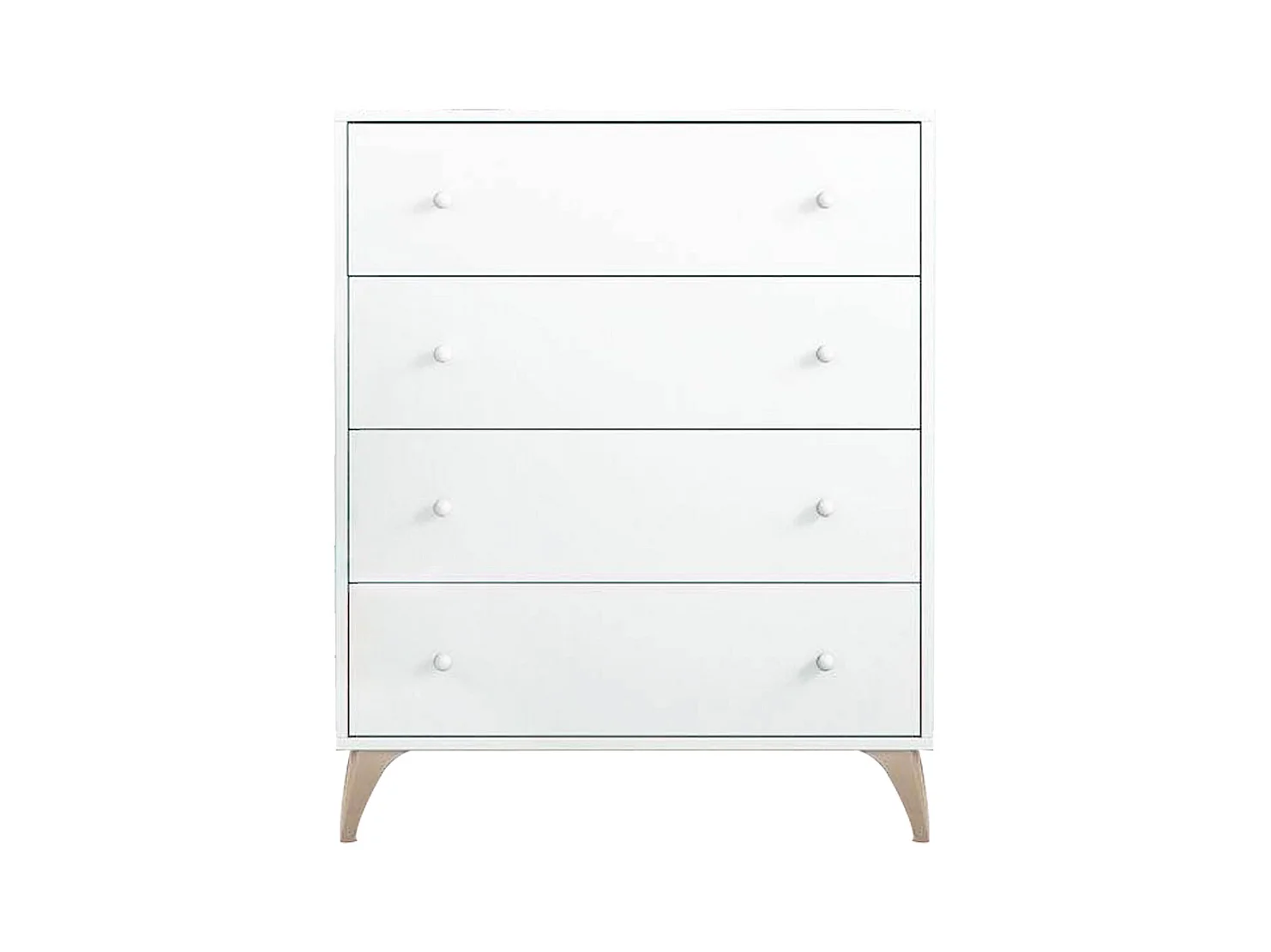 Commode avec 4 tiroirs couleur blanc artic - Longueur 77,5 x Hauteur 95 x Profondeur 40 cm