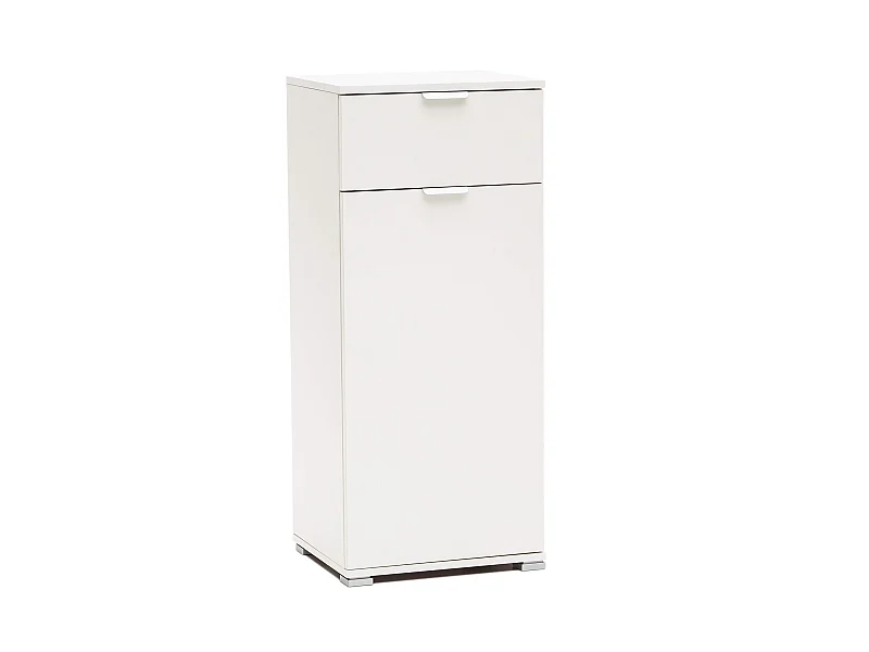 MilaniHome.it - armadietto con un'anta e un cassetto per soggiorno cucina bagno fatto in Italia cm 45x38x103 hdi coloreBianco