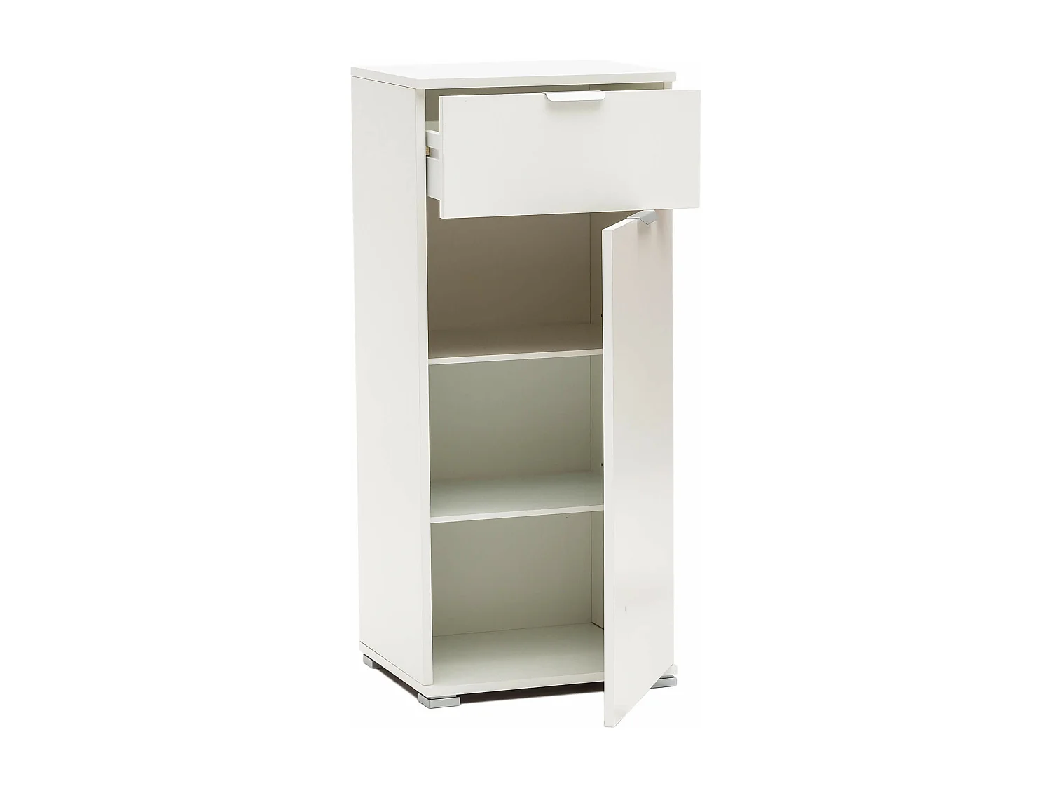 MilaniHome.it - armadietto con un'anta e un cassetto per soggiorno cucina bagno fatto in Italia cm 45x38x103 hdi coloreBianco