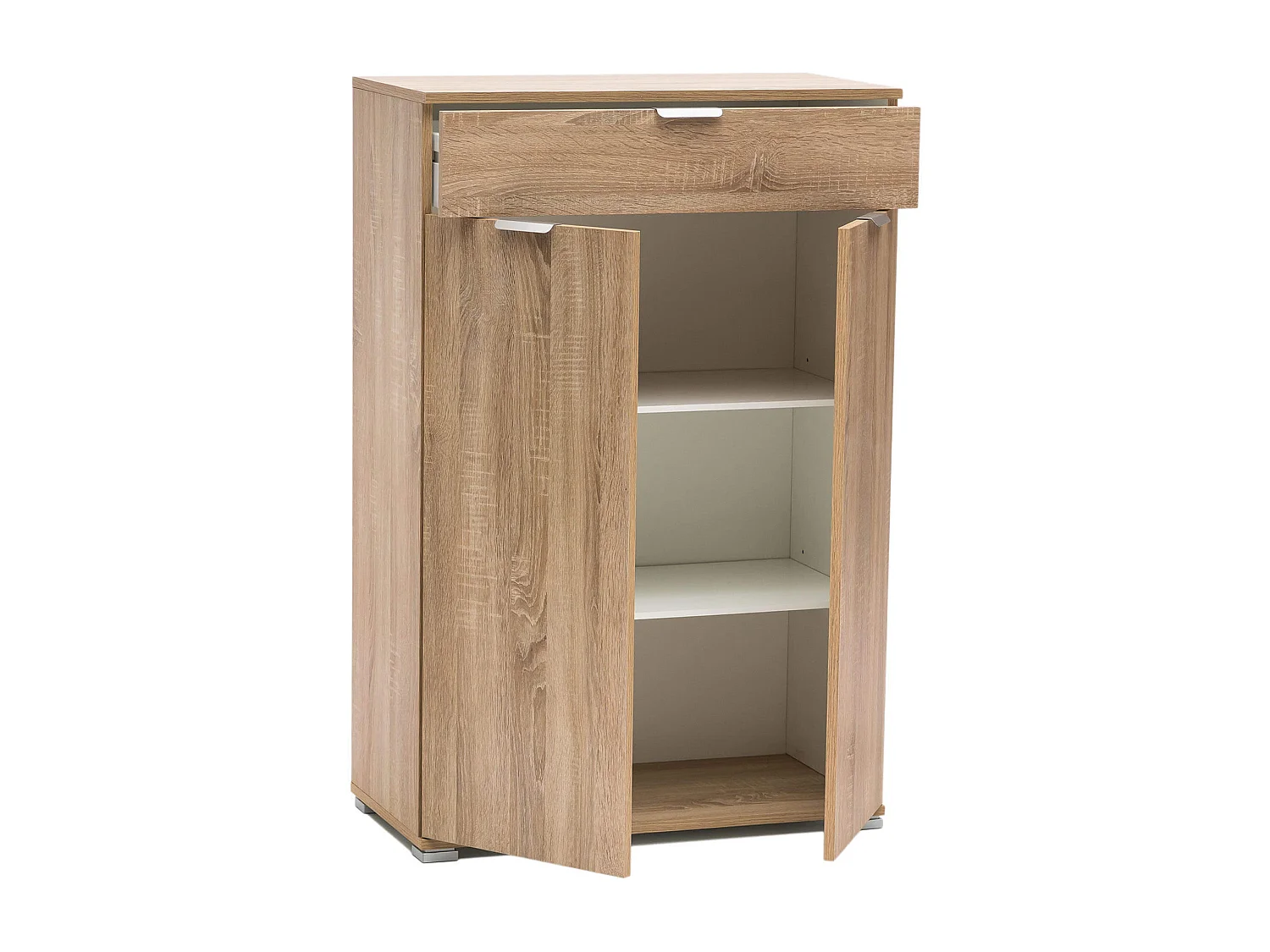 MilaniHome.it - armadietto con 2 ante e un cassetto per soggiorno cucina bagno fatto in Italia cm 75x38x112 hdi coloreMarrone chiaro