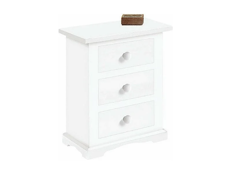 MilaniHome.it - Comodino In Legno Massello 60x35x70di coloreBianco
