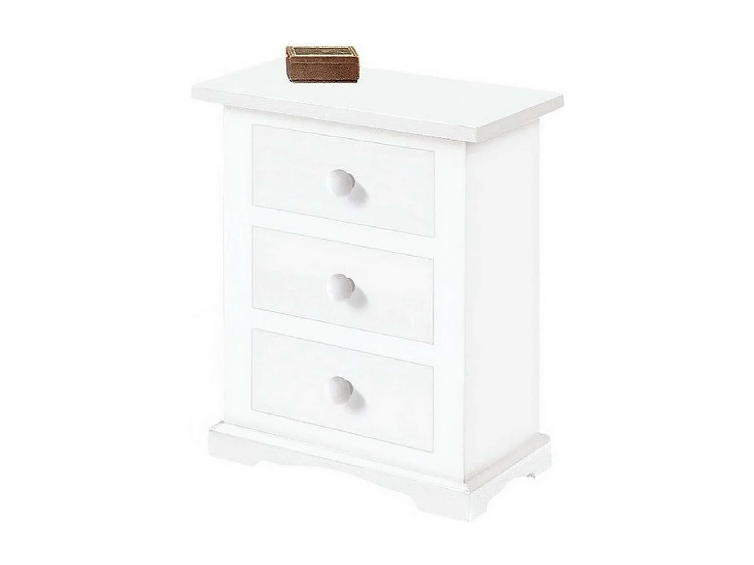 MilaniHome.it - Comodino In Legno Massello 60x35x70di coloreBianco