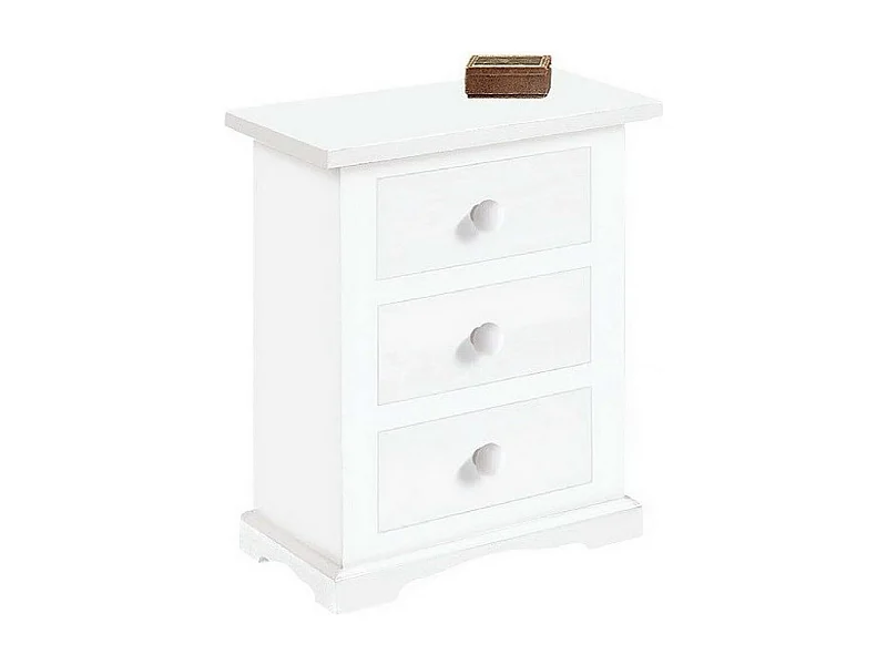 MilaniHome.it - Comodino In Legno Massello 60x35x70di coloreBianco