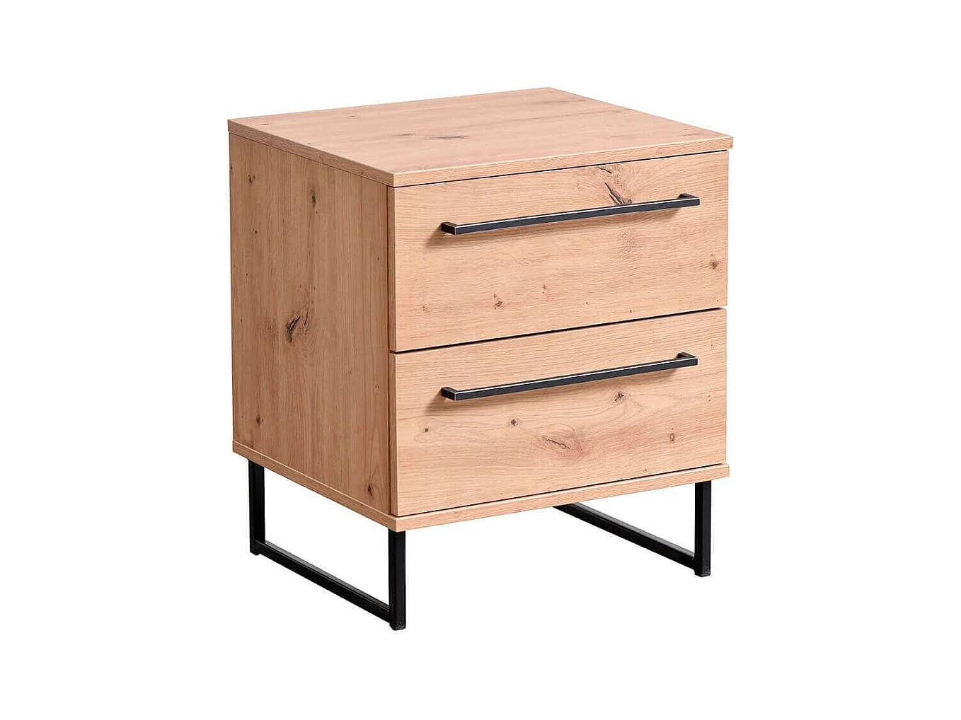 comodino moderno 2 cassetti colore rovere di design moderno industrial cm 45,5 x 35 x 54 h