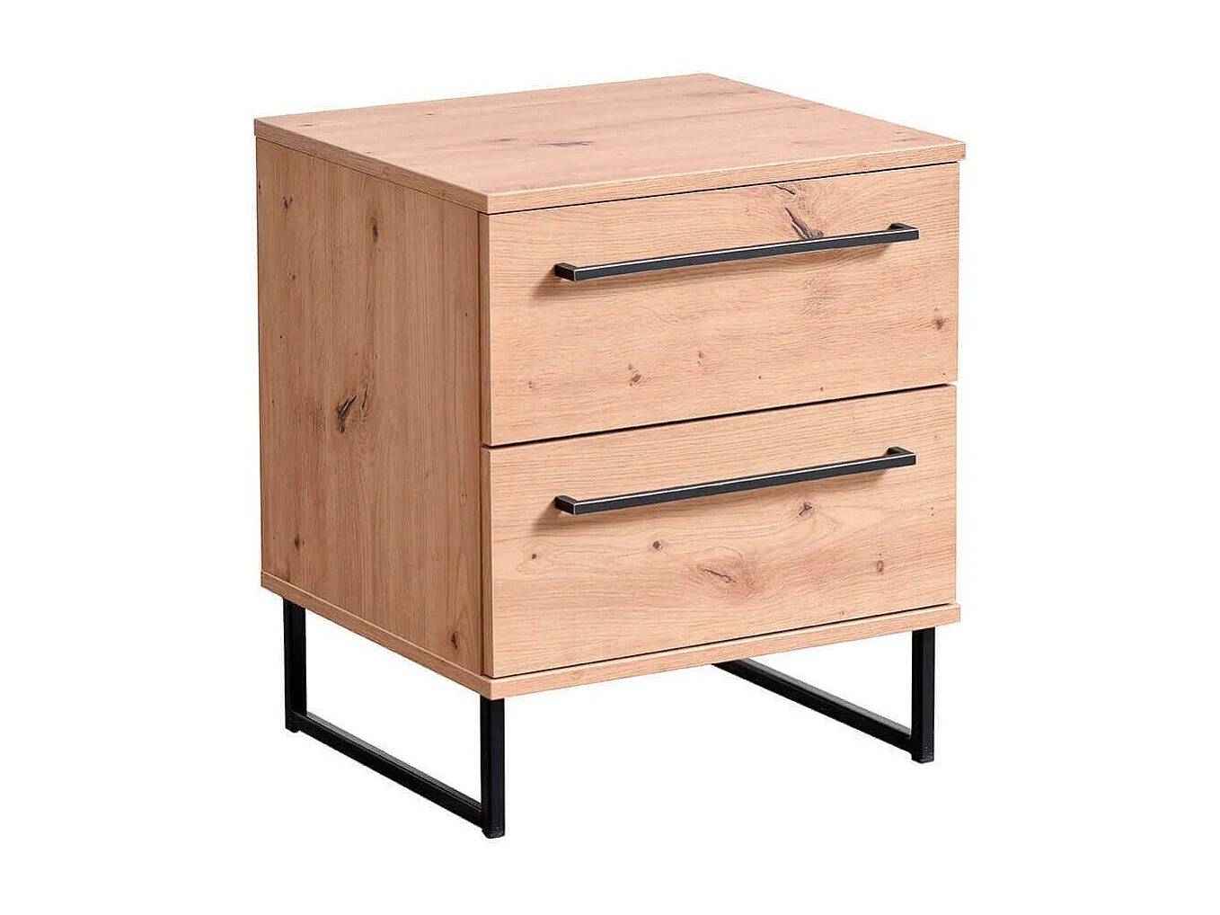 comodino moderno 2 cassetti colore rovere di design moderno industrial cm 45,5 x 35 x 54 h