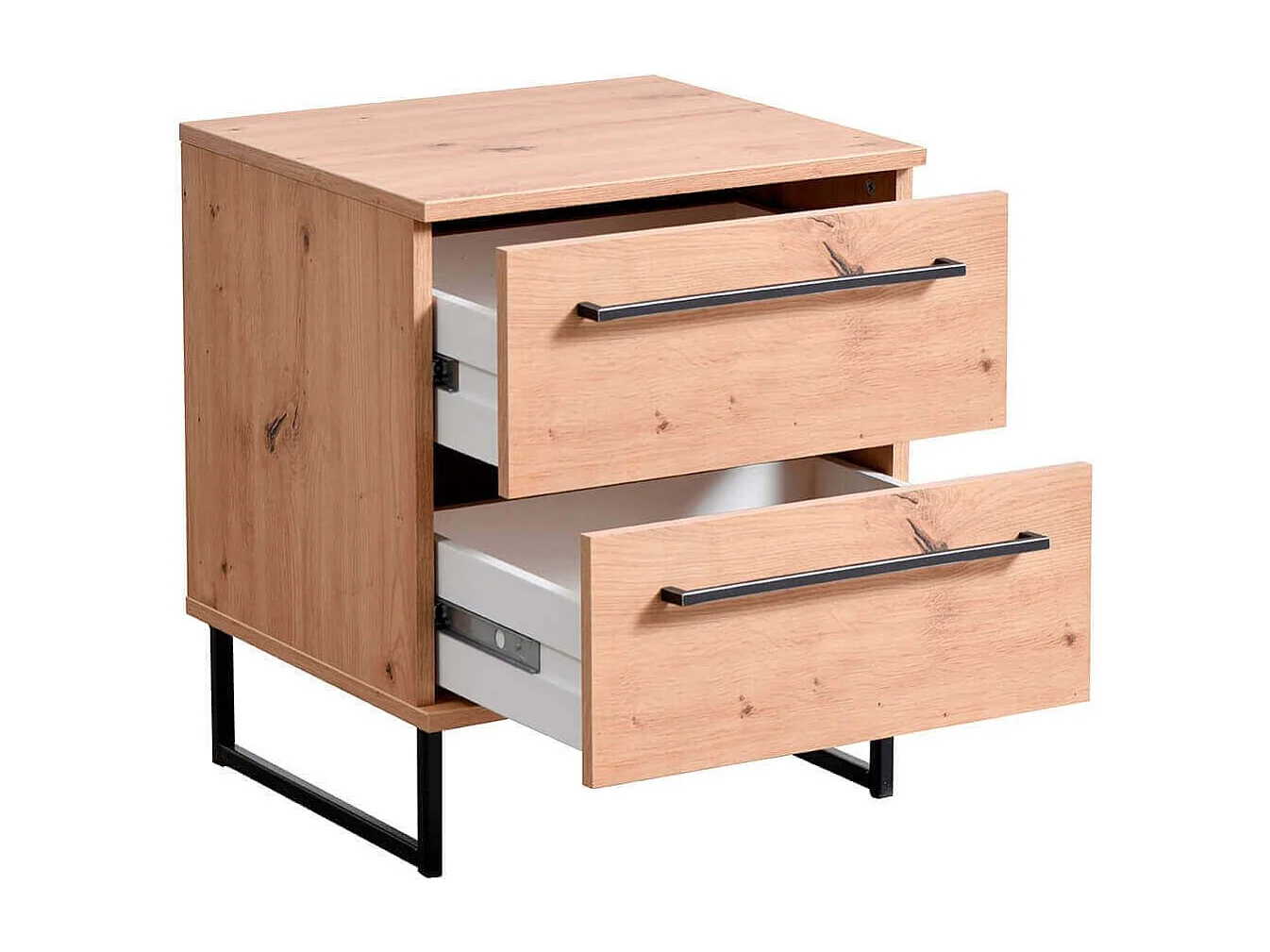 comodino moderno 2 cassetti colore rovere di design moderno industrial cm 45,5 x 35 x 54 h