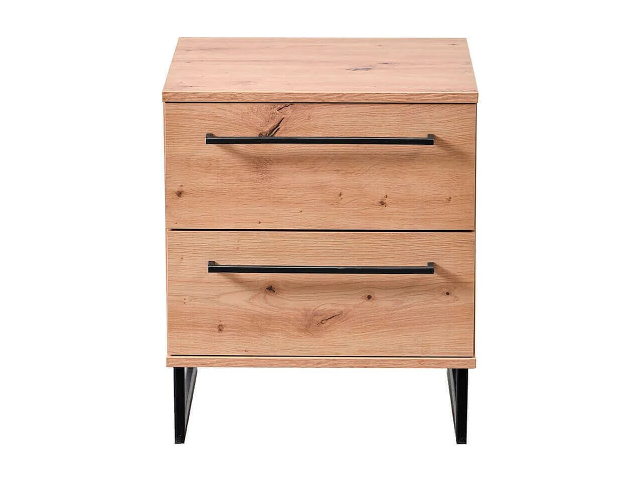 comodino moderno 2 cassetti colore rovere di design moderno industrial cm 45,5 x 35 x 54 h