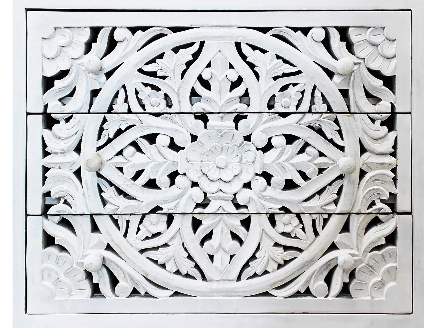 MilaniHome.it - Mobile con decoro sbiancato con 3 cassetti in legno di mango con struttura in ferro cm 80x40x80 hdi coloreMarrone