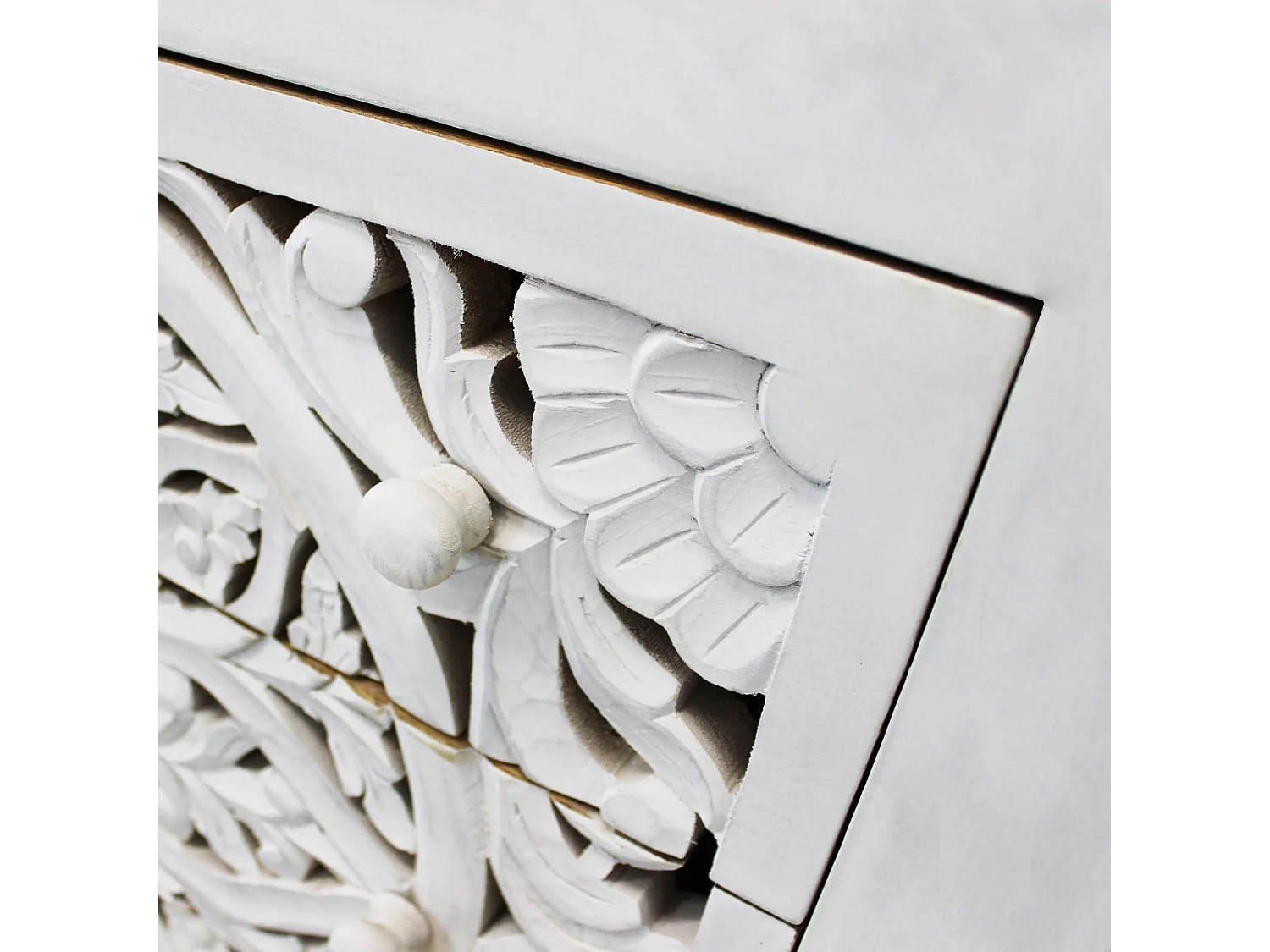 MilaniHome.it - Mobile con decoro sbiancato con 3 cassetti in legno di mango con struttura in ferro cm 80x40x80 hdi coloreMarrone