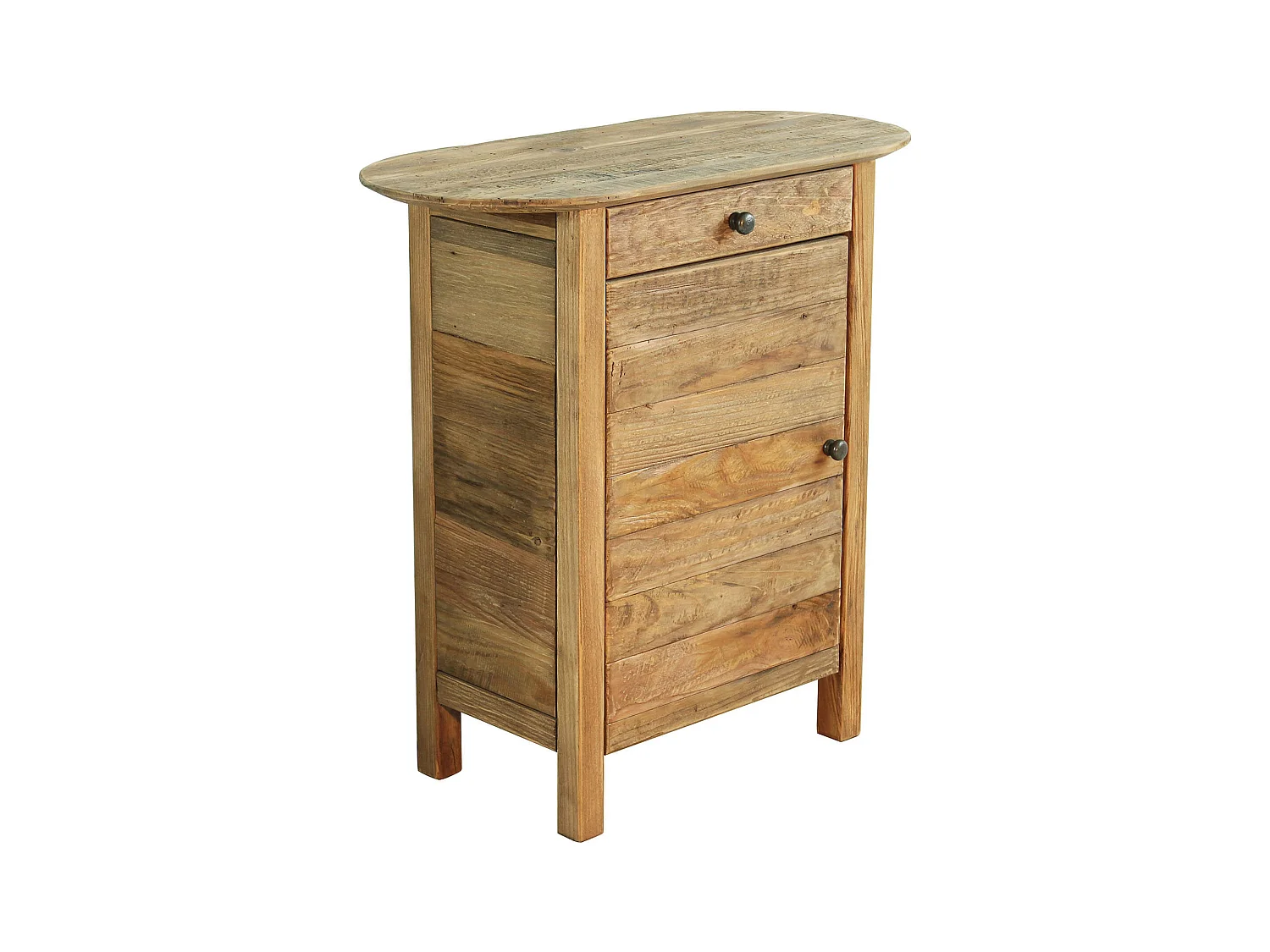 MilaniHome.it - comodino con cassettto e un anta di design moderno industrial cm 75 x 35 x 76 hdi coloreMarrone