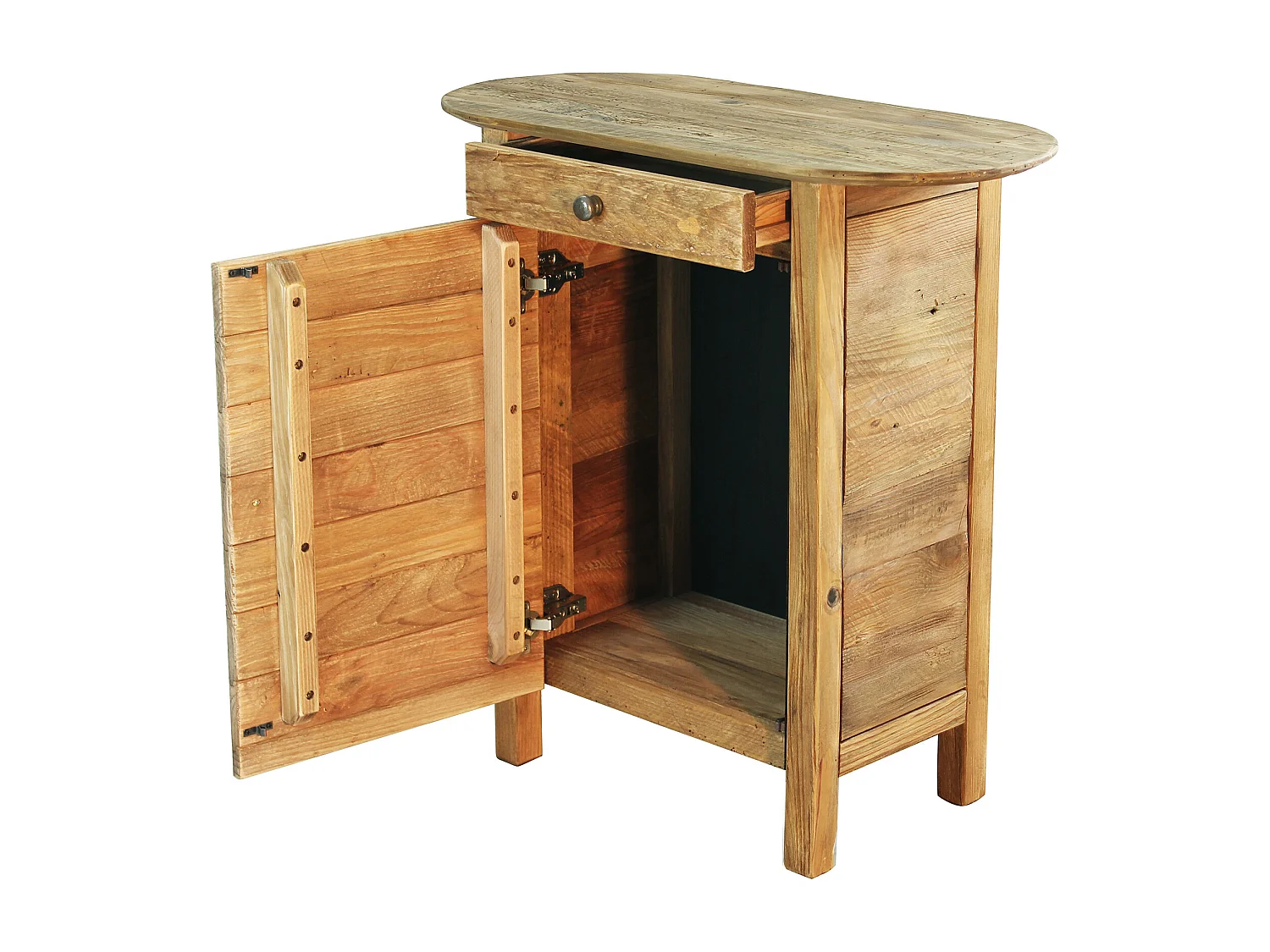 MilaniHome.it - comodino con cassettto e un anta di design moderno industrial cm 75 x 35 x 76 hdi coloreMarrone