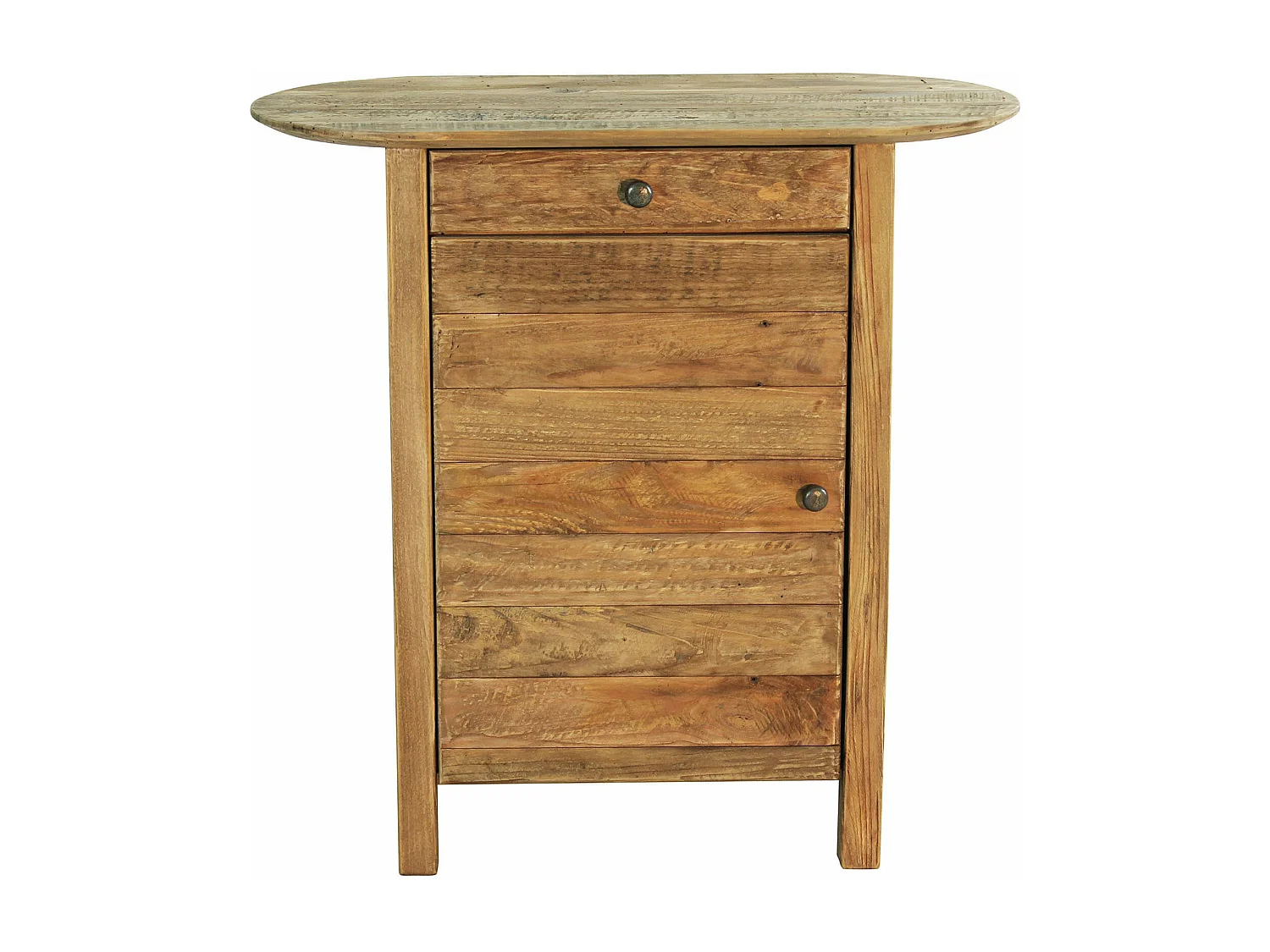 MilaniHome.it - comodino con cassettto e un anta di design moderno industrial cm 75 x 35 x 76 hdi coloreMarrone