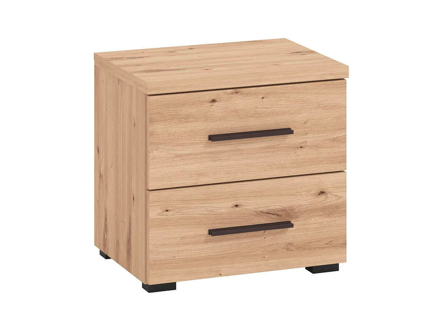 comodino moderno 2 cassetti colore rovere di design moderno industrial cm 44,5 x 33,5 x 43 h
