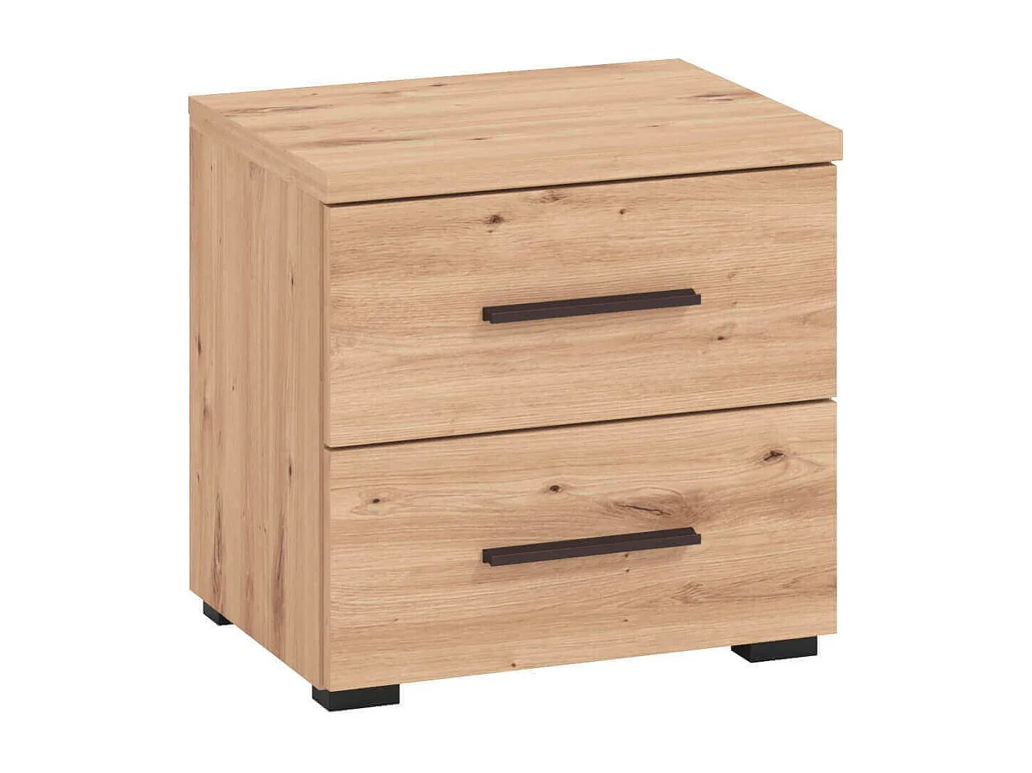 comodino moderno 2 cassetti colore rovere di design moderno industrial cm 44,5 x 33,5 x 43 h