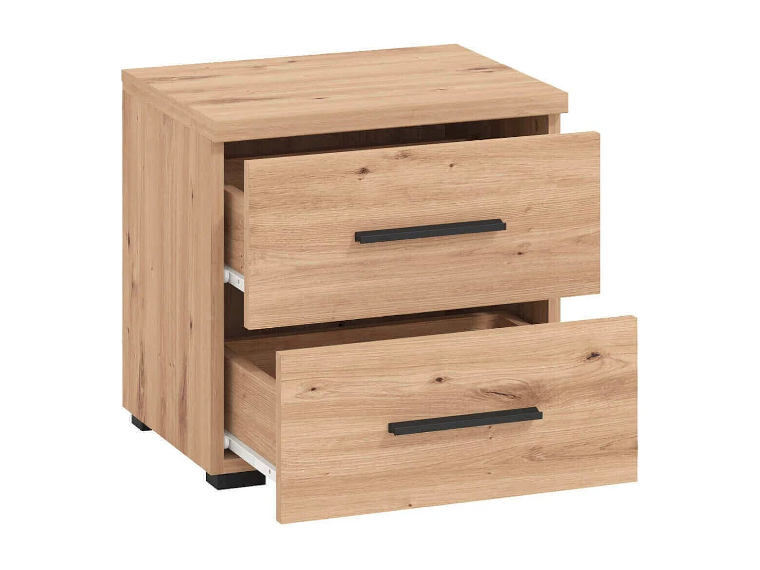 comodino moderno 2 cassetti colore rovere di design moderno industrial cm 44,5 x 33,5 x 43 h