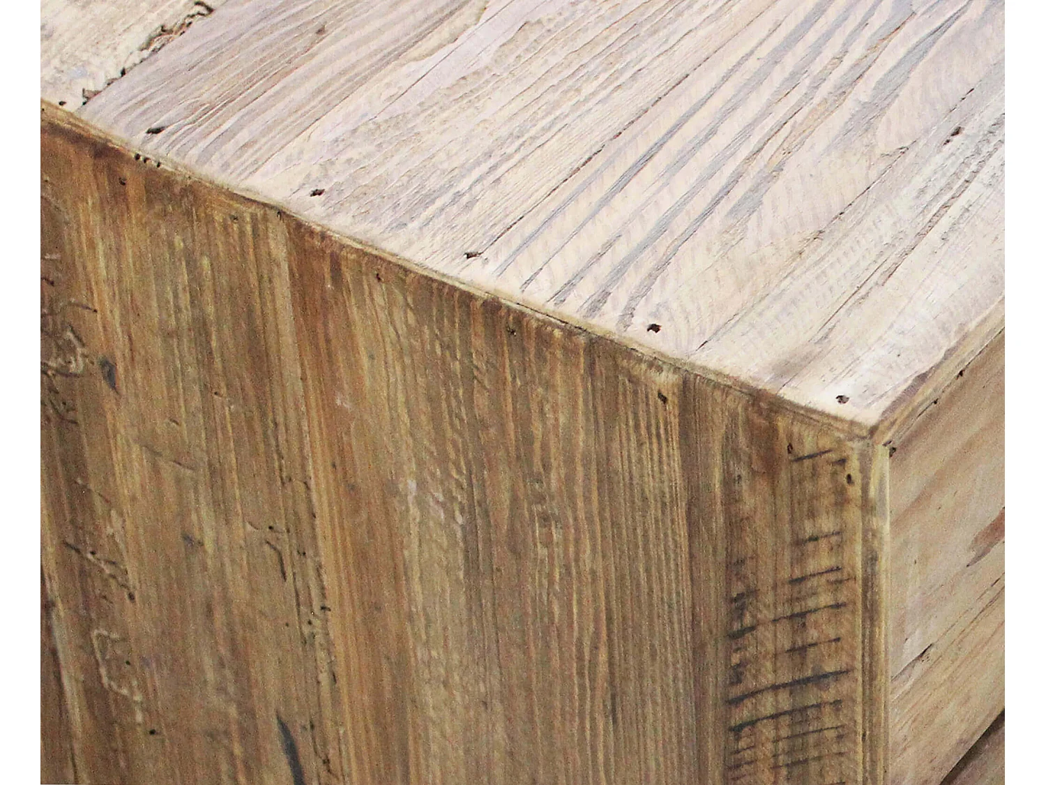 MilaniHome.it - Comodino di design moderno in legno di pino riciclato massiccio stile moderno vintagedi coloreMarrone