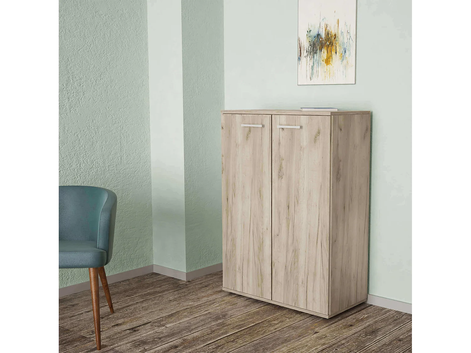 MilaniHome.it - armadietto con 2 ante per soggiorno cucina bagno cm 83 x 36 x 71 hdi coloreRovere grigio