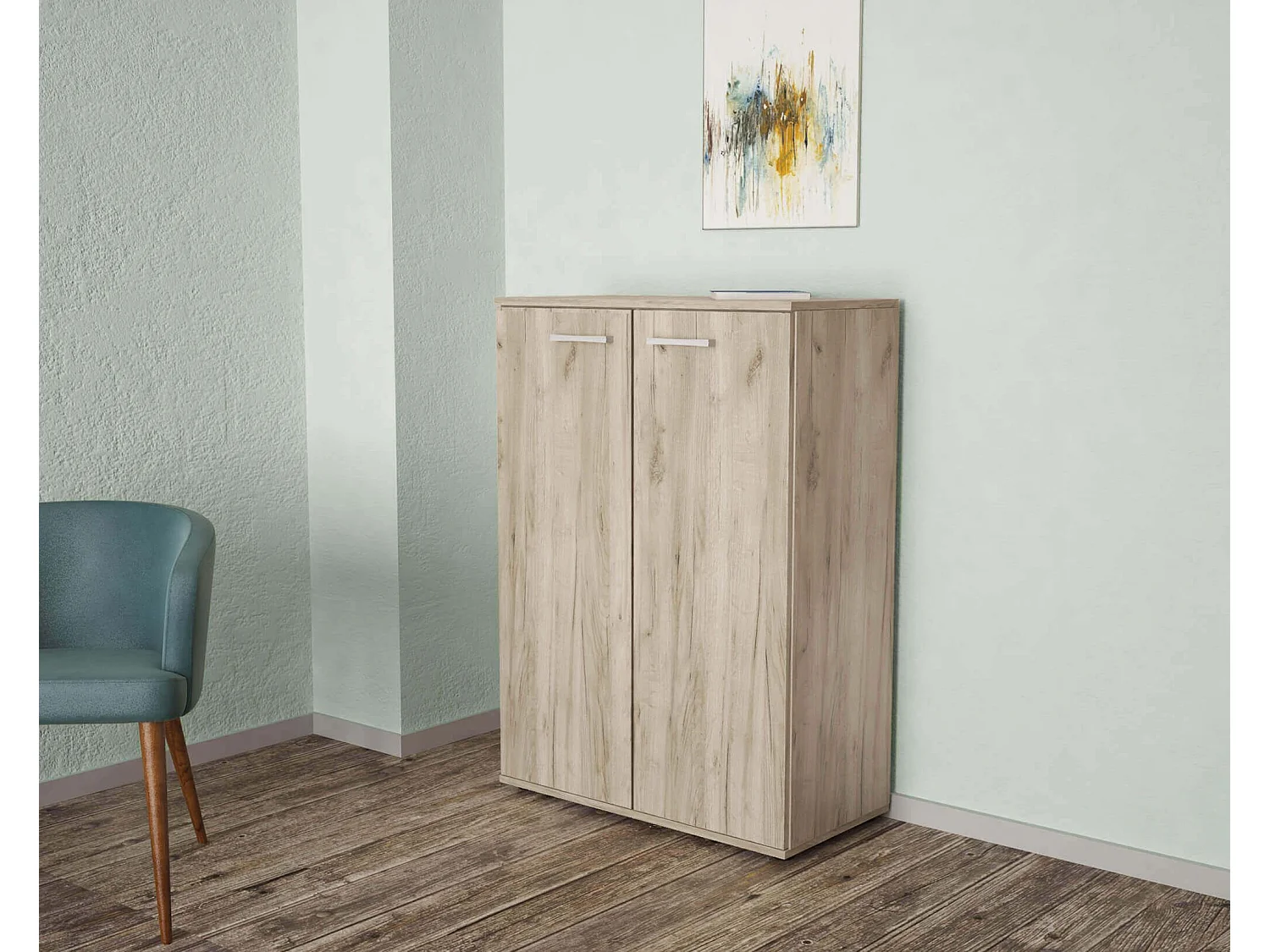 MilaniHome.it - armadietto con 2 ante per soggiorno cucina bagno cm 83 x 36 x 71 hdi coloreRovere grigio