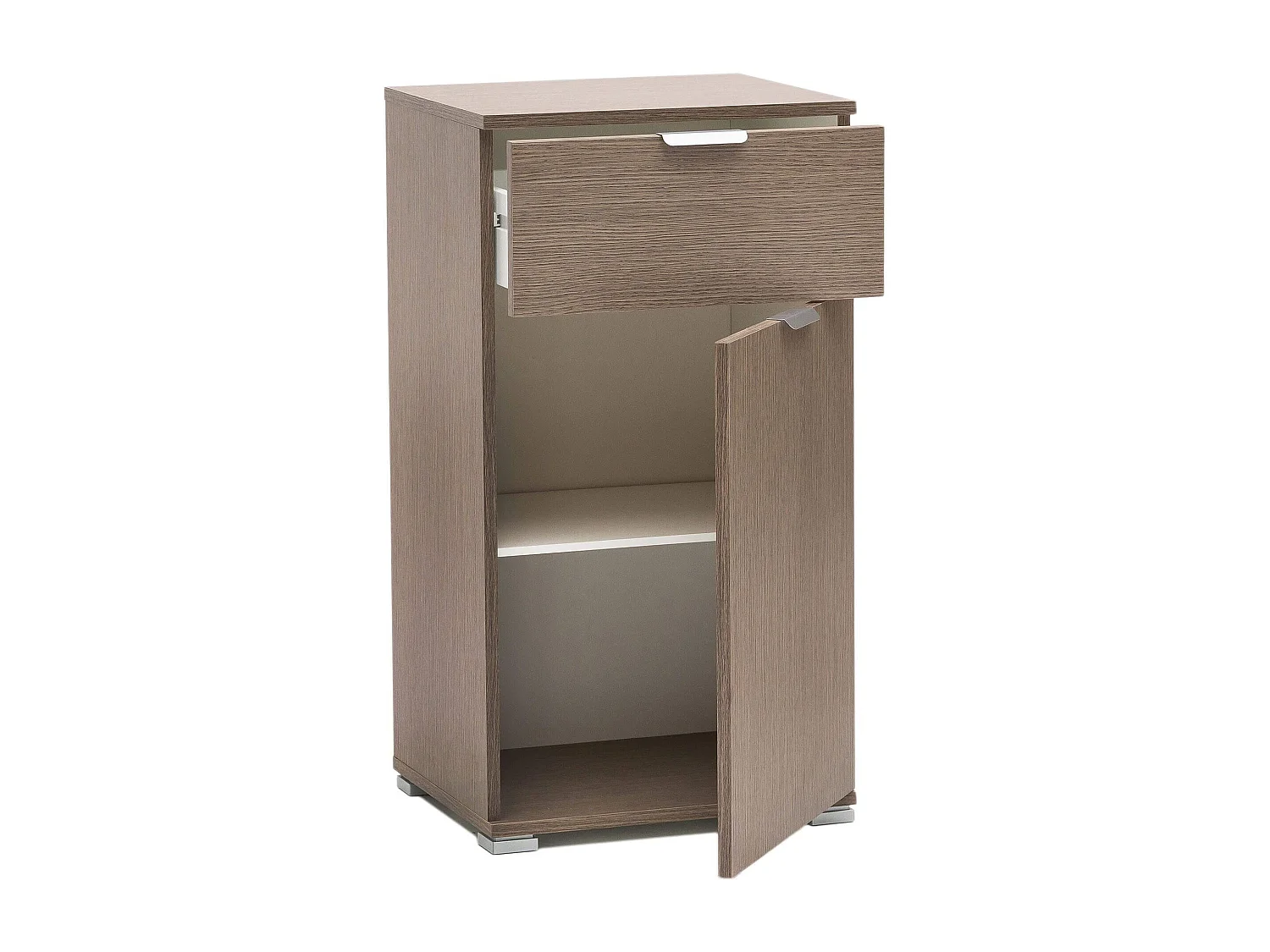 MilaniHome.it - armadietto un anta e un cassetto per soggiorno cucina bagno fatto in Italia cm 45x38x85 hdi coloreRovere grigio