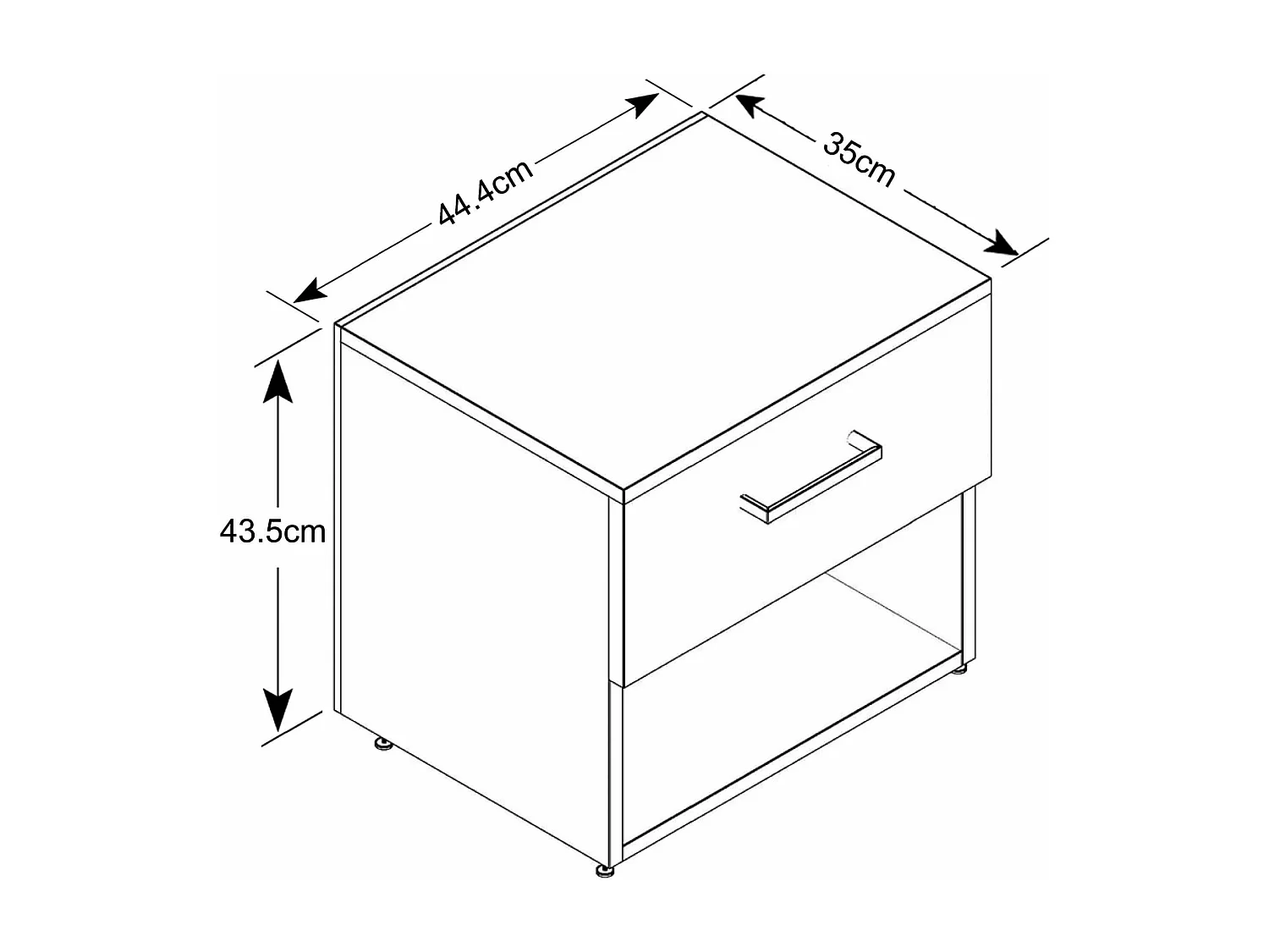 MilaniHome.it - comodino un cassetto e un vano di design moderno contemporaneo cm 44,5 x 35 x 43,5 hdi coloreOlmo