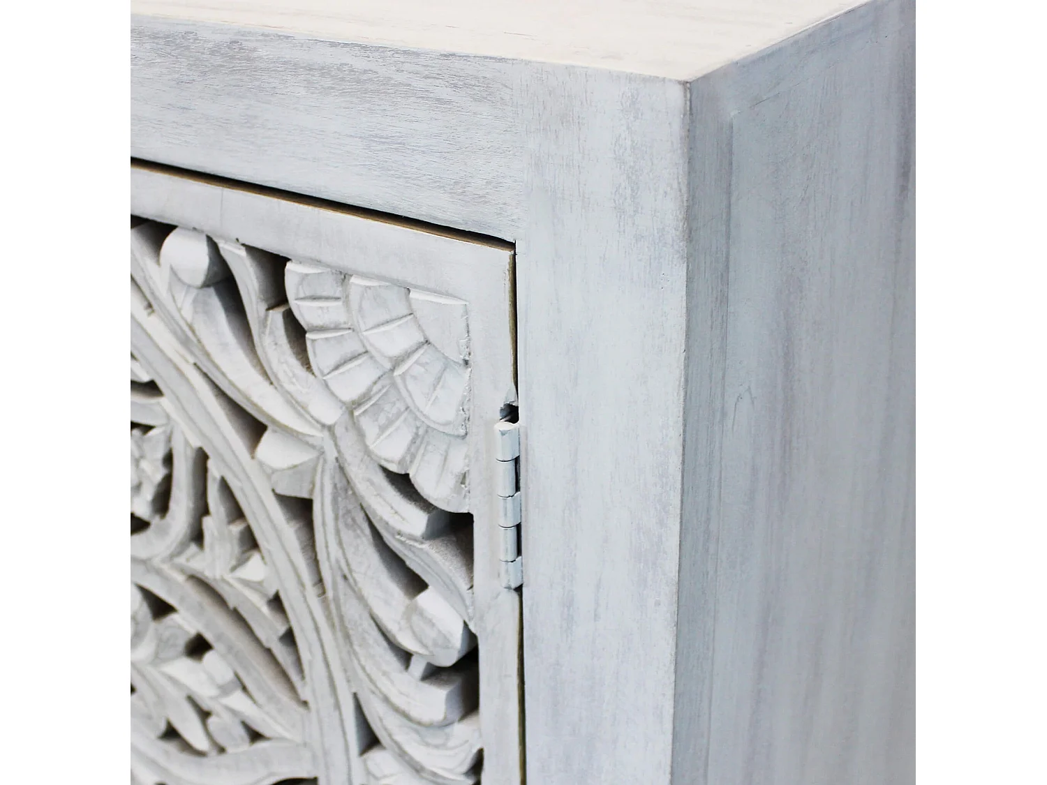 MilaniHome.it - Mobile con decoro sbiancato con 2 ante in legno di mango con struttura in ferro cm 80x40x80 hdi coloreMarrone