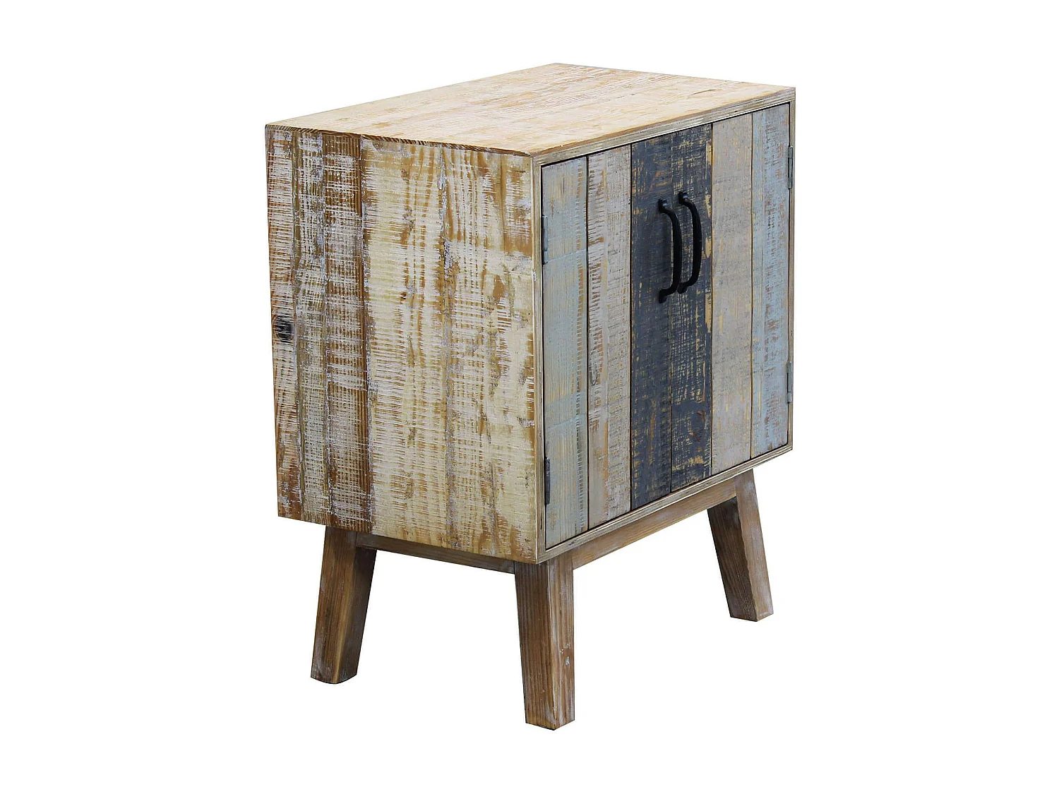 MilaniHome.it - Comò Comodino In Legno Colorato Con 2 Ante Stile Vintage Moderno Per Camera Da Lettodi coloreMulticolor