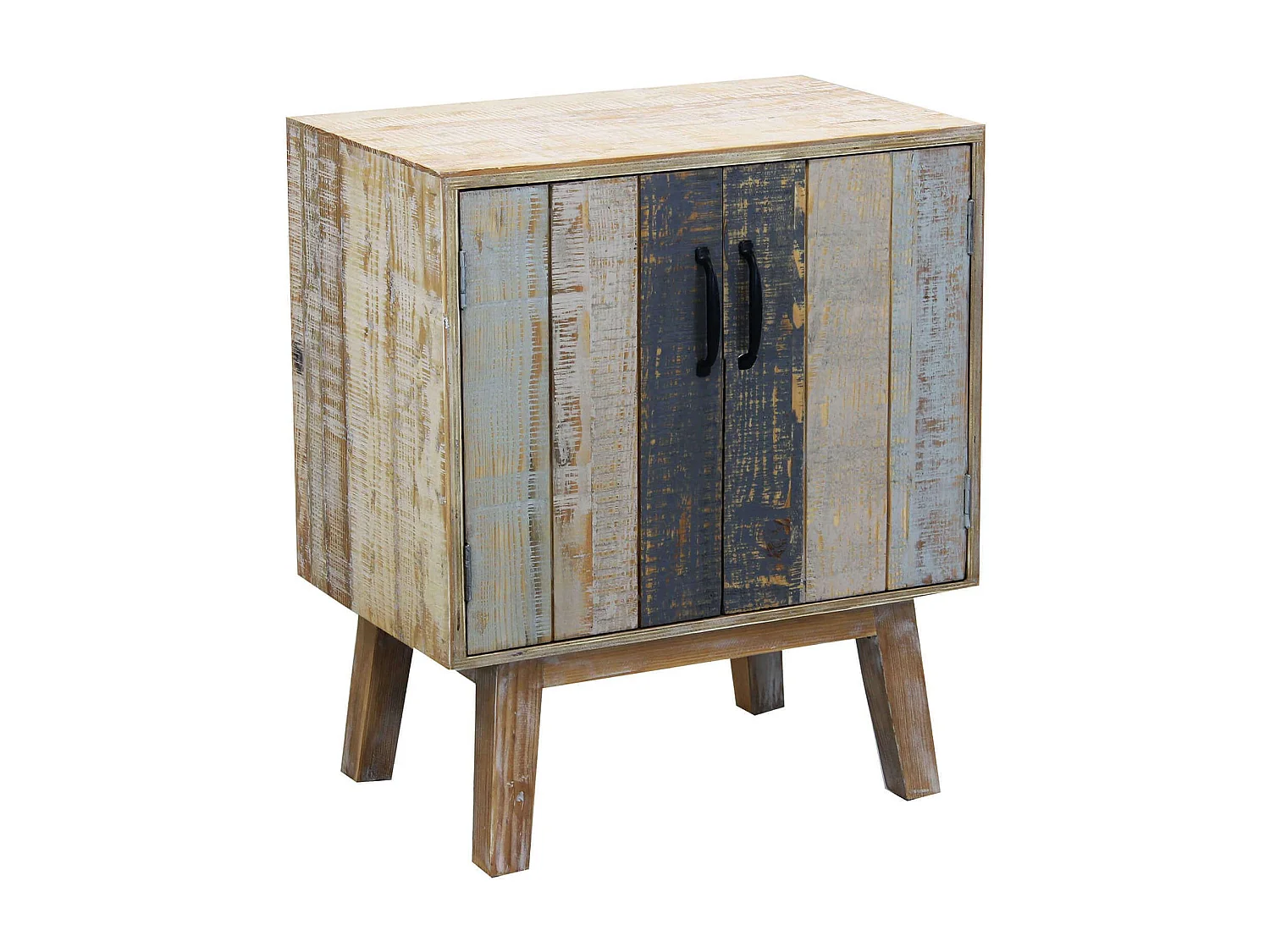 MilaniHome.it - Comò Comodino In Legno Colorato Con 2 Ante Stile Vintage Moderno Per Camera Da Lettodi coloreMulticolor