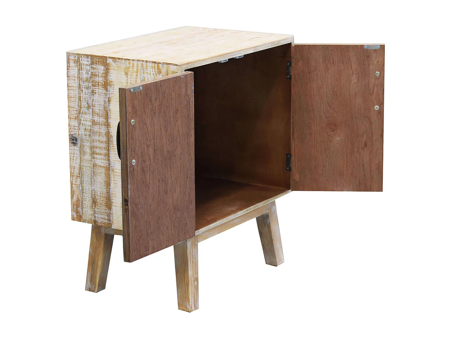 MilaniHome.it - Comò Comodino In Legno Colorato Con 2 Ante Stile Vintage Moderno Per Camera Da Lettodi coloreMulticolor