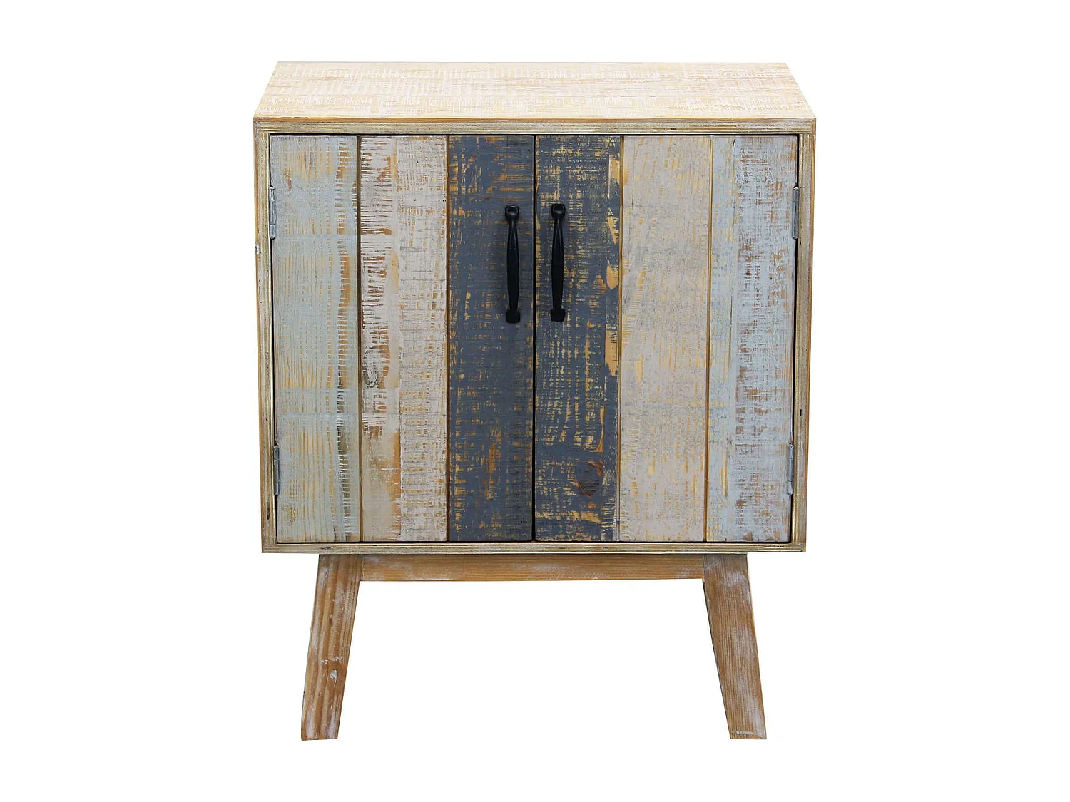 MilaniHome.it - Comò Comodino In Legno Colorato Con 2 Ante Stile Vintage Moderno Per Camera Da Lettodi coloreMulticolor