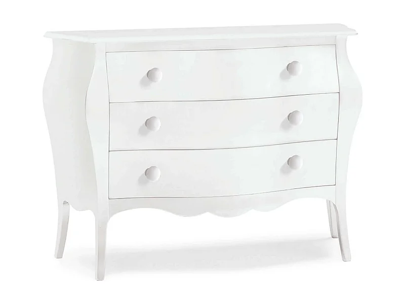 MilaniHome.it - Comò' In Legno Massello Bombato 100x42x85di coloreBianco