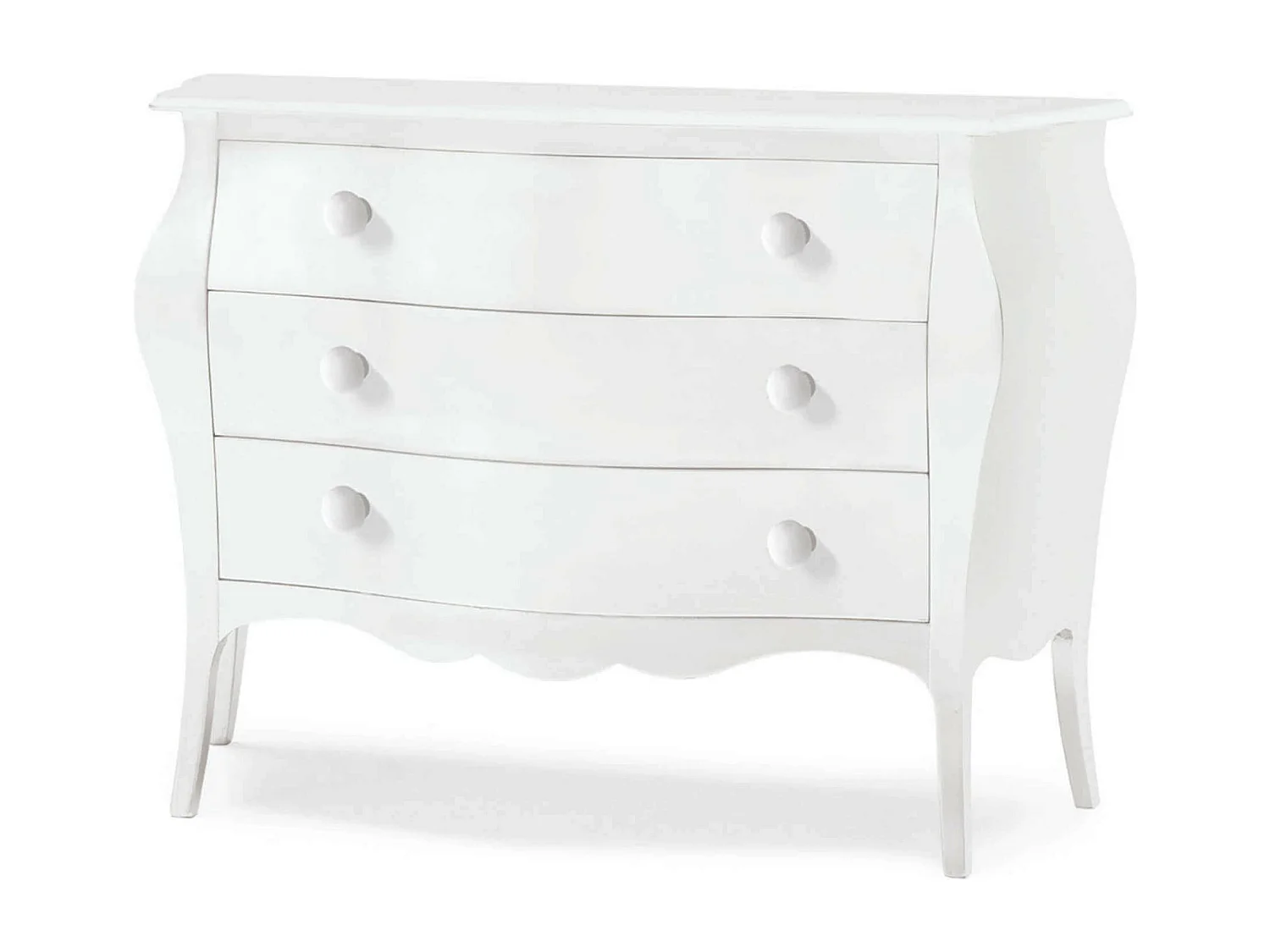 MilaniHome.it - Comò' In Legno Massello Bombato 100x42x85di coloreBianco