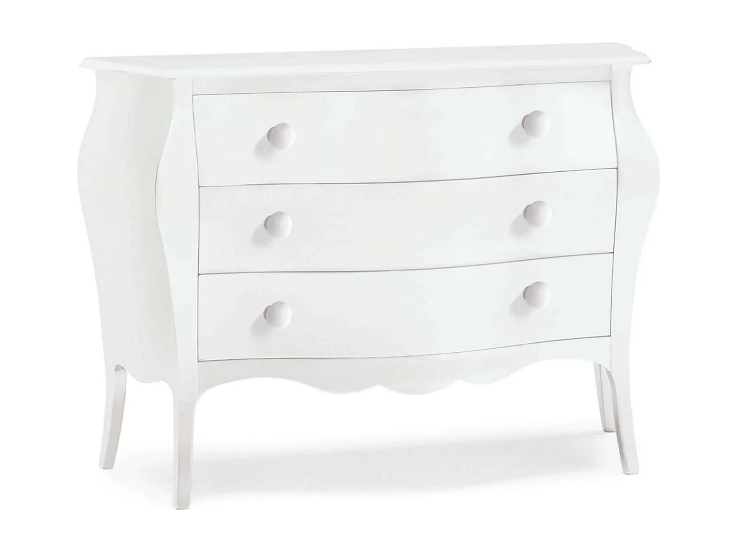 MilaniHome.it - Comò' In Legno Massello Bombato 100x42x85di coloreBianco