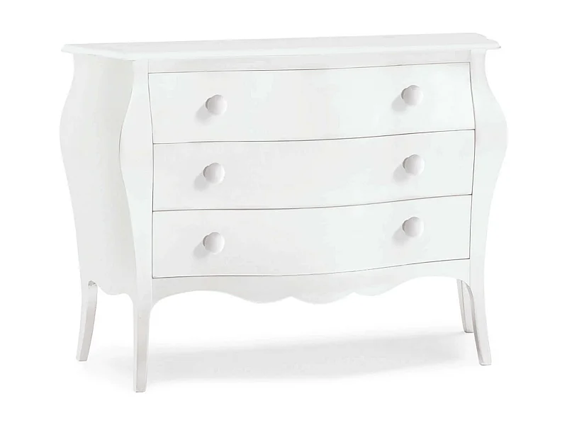 MilaniHome.it - Comò' In Legno Massello Bombato 100x42x85di coloreBianco