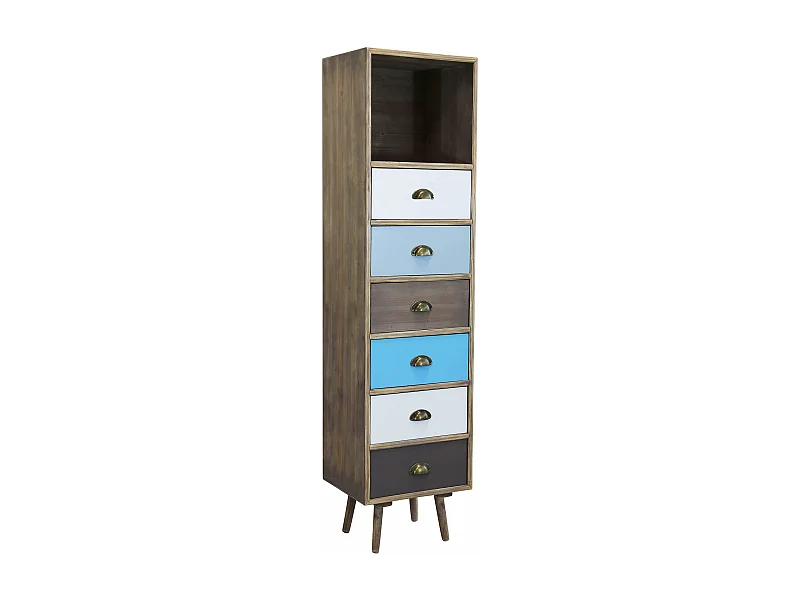 MilaniHome.it - Cassettiera In Legno Mobile Per Interno Con 6 Cassetti Di Design Stile Country Moderno Vintage, Cm 40x36,5x144 Hdi coloreMulticolor