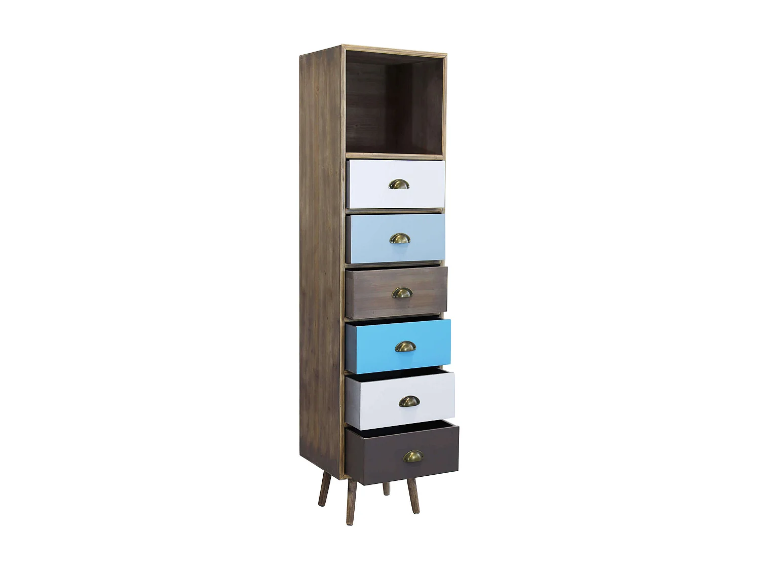 MilaniHome.it - Cassettiera In Legno Mobile Per Interno Con 6 Cassetti Di Design Stile Country Moderno Vintage, Cm 40x36,5x144 Hdi coloreMulticolor