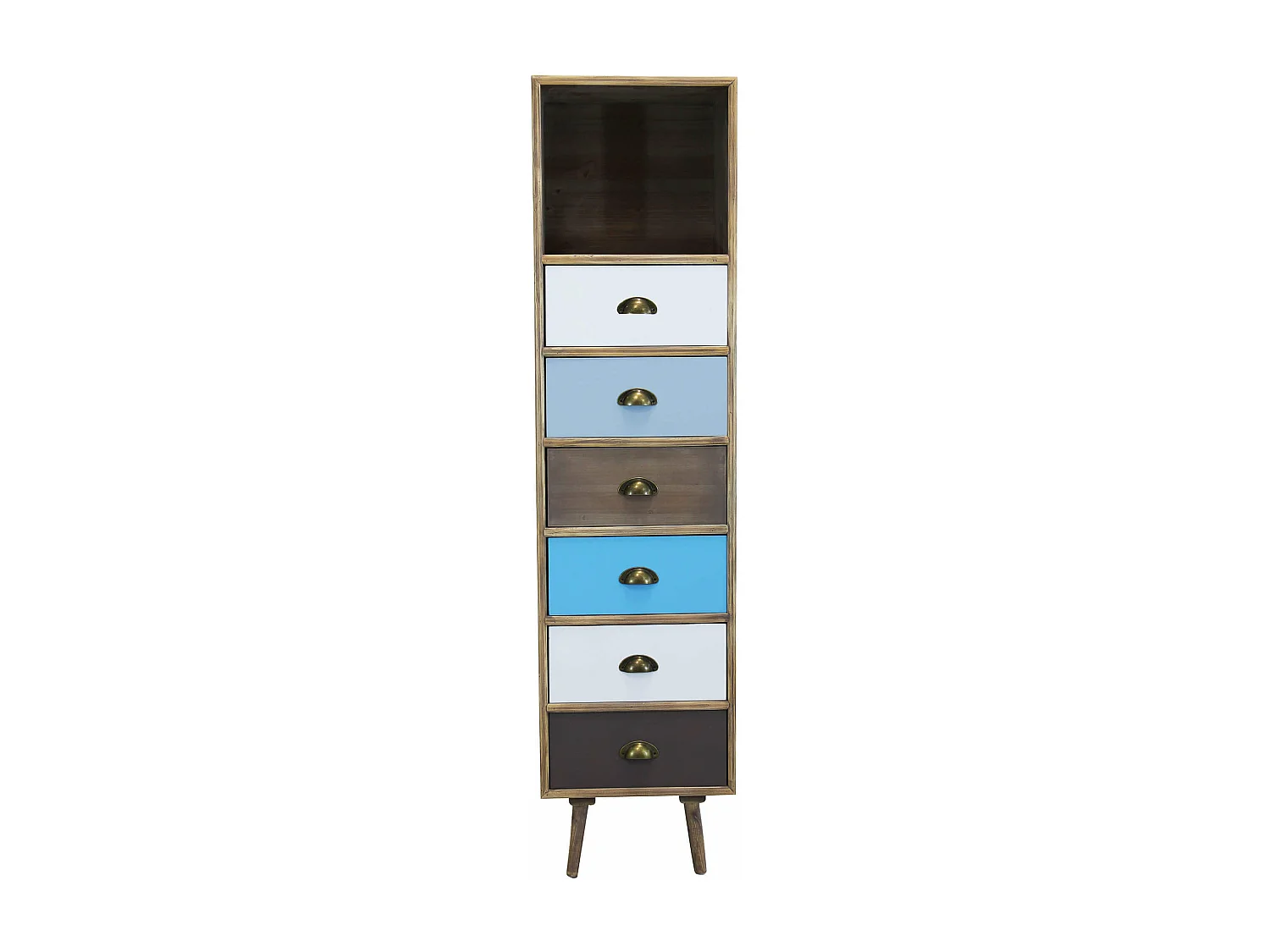 MilaniHome.it - Cassettiera In Legno Mobile Per Interno Con 6 Cassetti Di Design Stile Country Moderno Vintage, Cm 40x36,5x144 Hdi coloreMulticolor