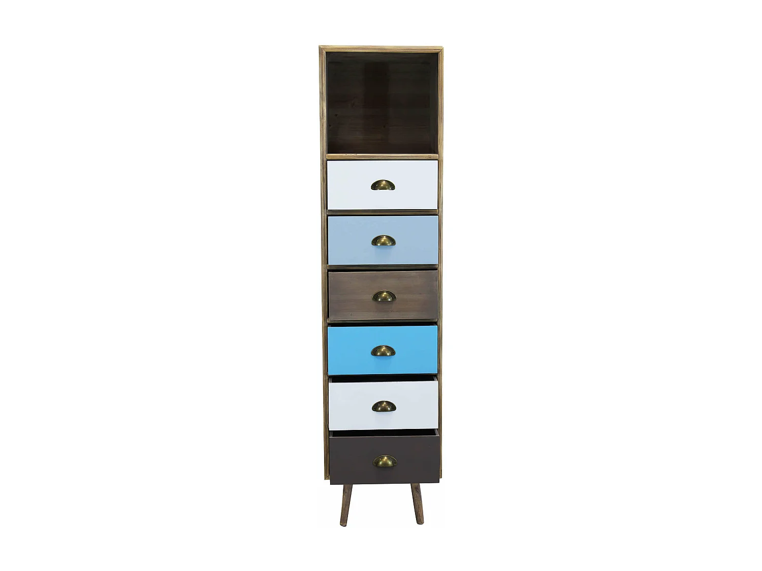MilaniHome.it - Cassettiera In Legno Mobile Per Interno Con 6 Cassetti Di Design Stile Country Moderno Vintage, Cm 40x36,5x144 Hdi coloreMulticolor