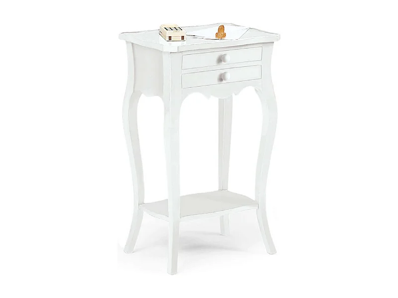 MilaniHome.it - Mobile Portatelefono In Legno Massello 44x32x71di coloreBianco