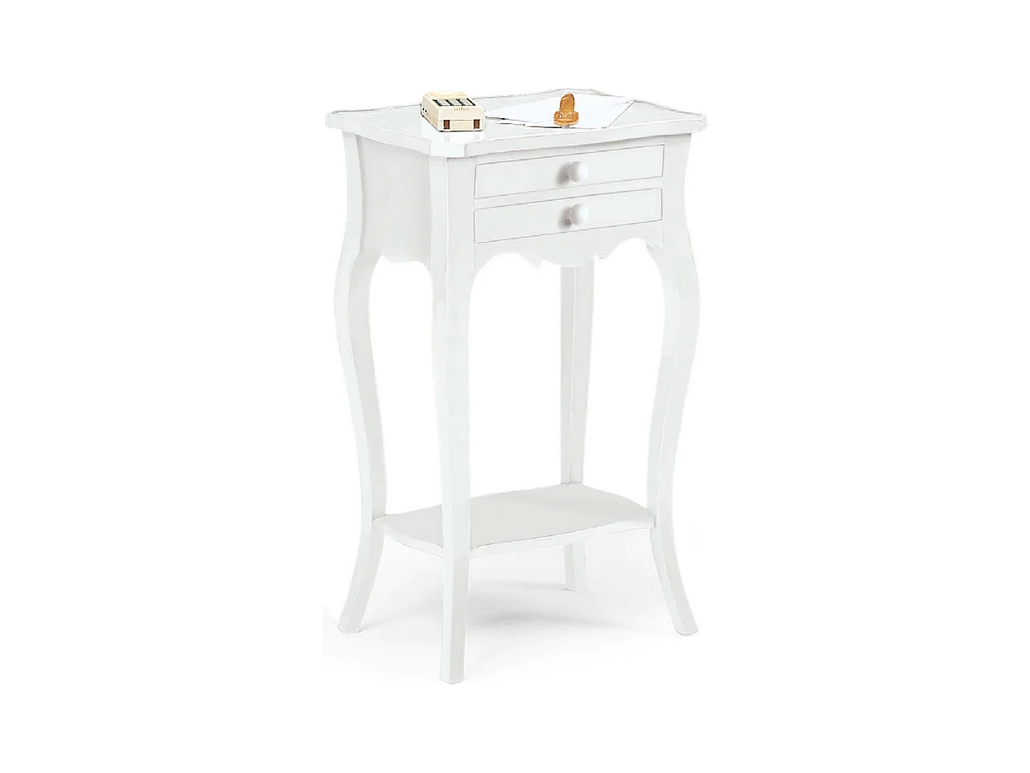 MilaniHome.it - Mobile Portatelefono In Legno Massello 44x32x71di coloreBianco