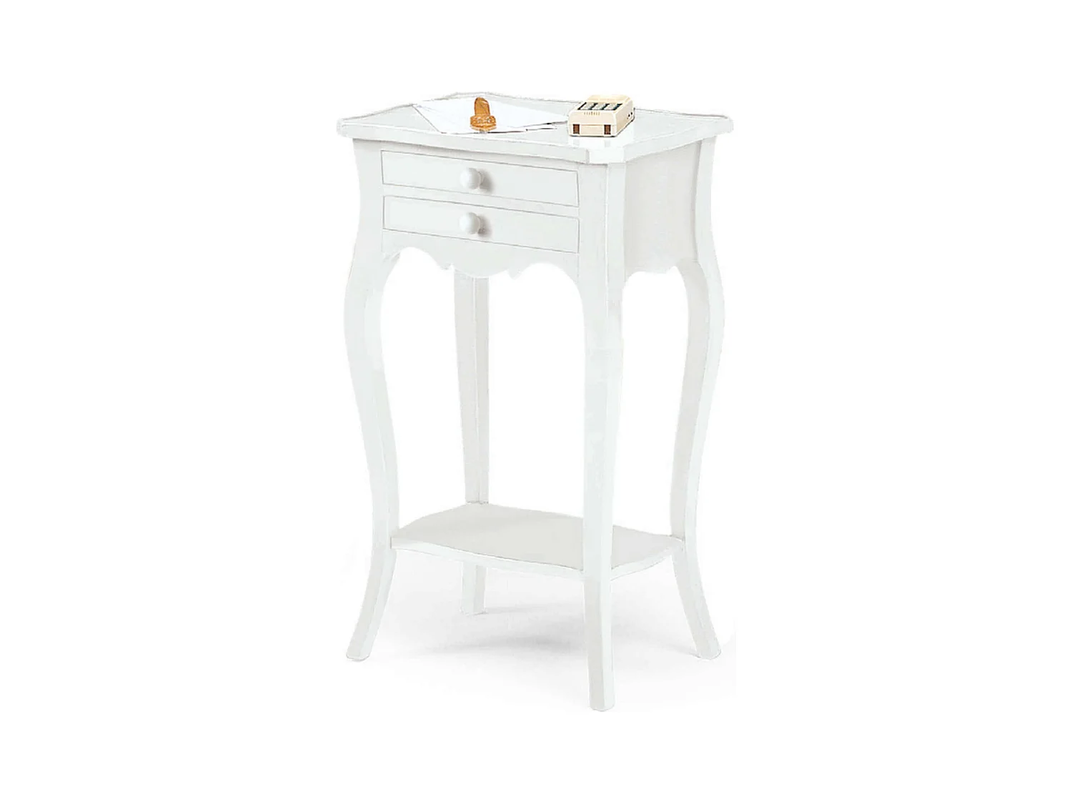 MilaniHome.it - Mobile Portatelefono In Legno Massello 44x32x71di coloreBianco