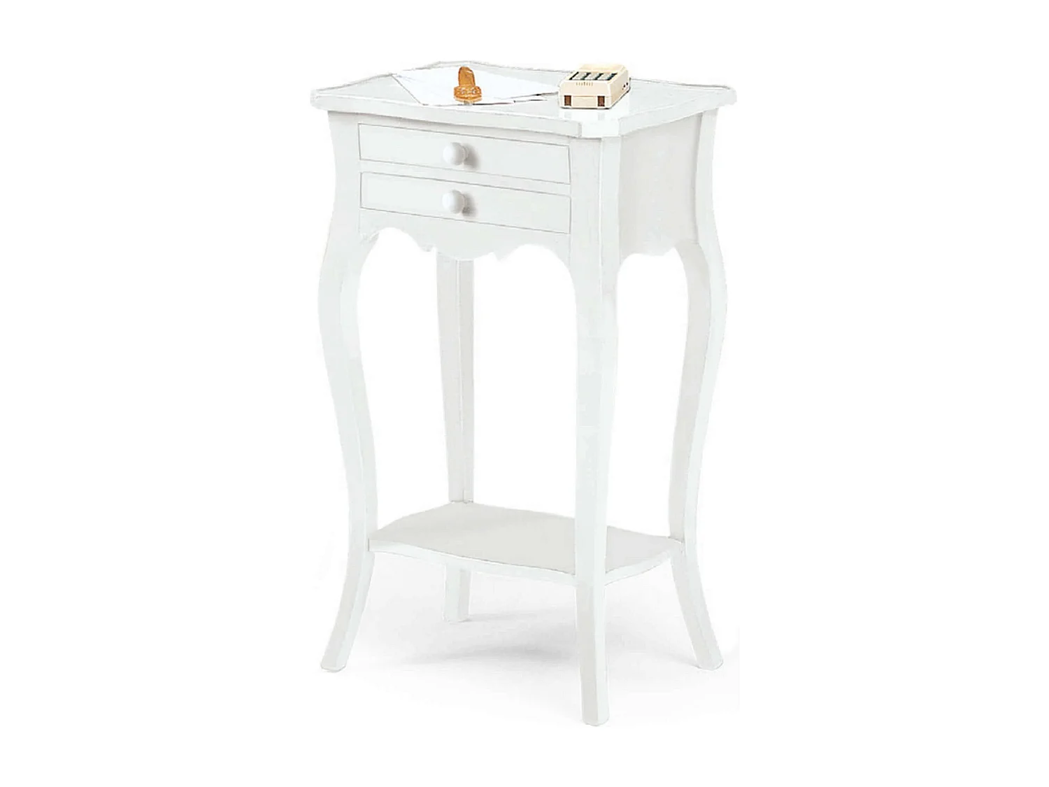 MilaniHome.it - Mobile Portatelefono In Legno Massello 44x32x71di coloreBianco