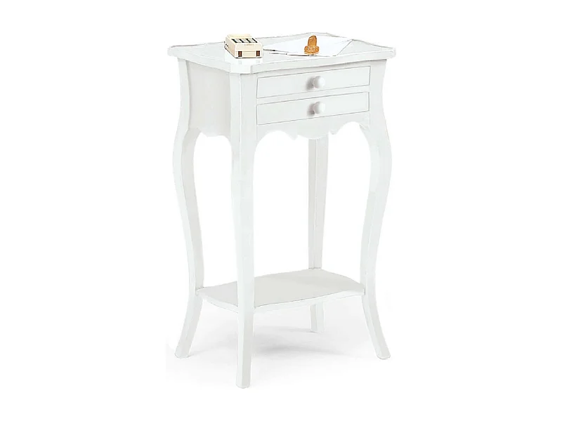 MilaniHome.it - Mobile Portatelefono In Legno Massello 44x32x71di coloreBianco